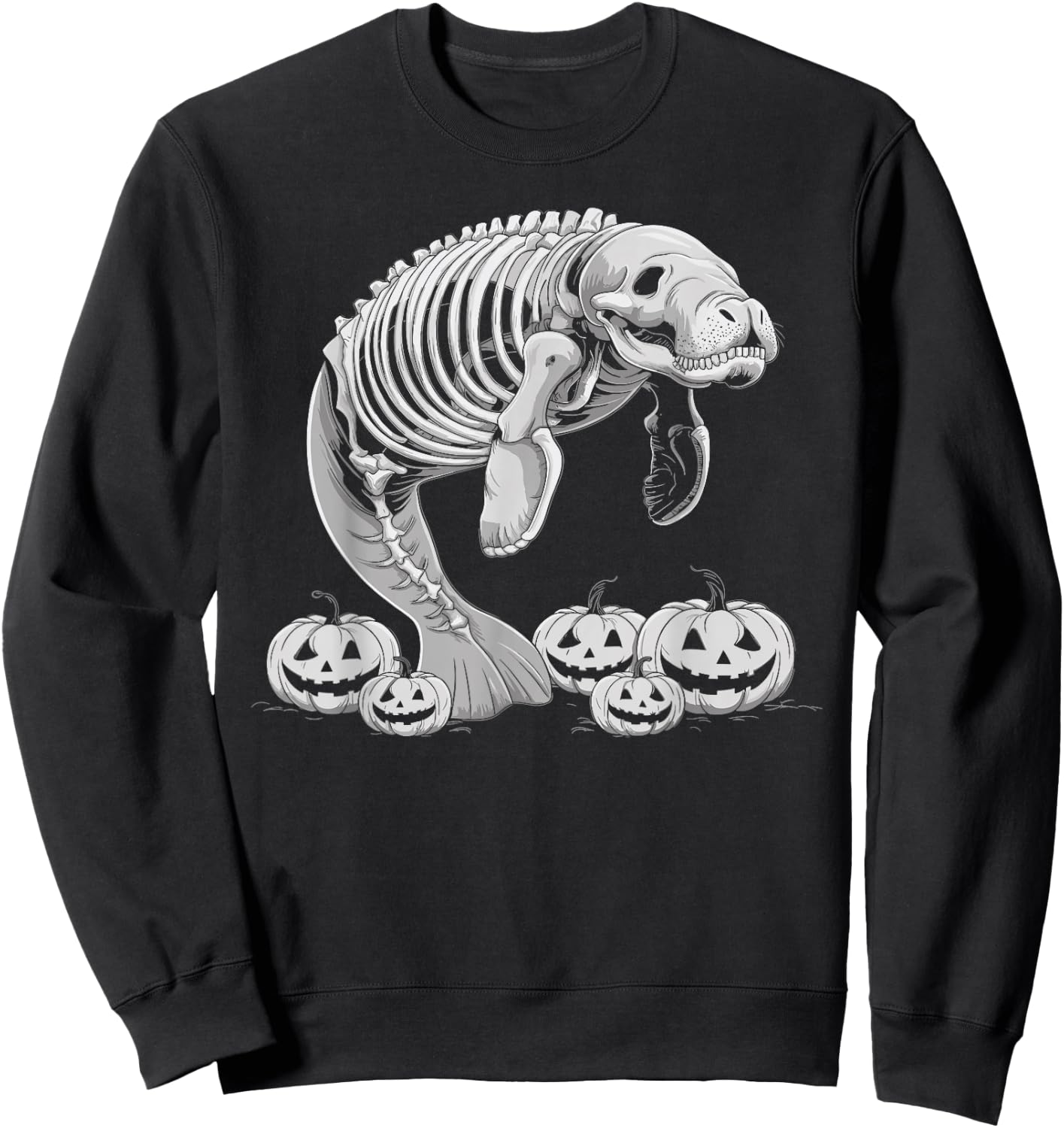 Manatee Skeleton Birthday Halloween Kids Sweatshirt - Sweatshirt | Black