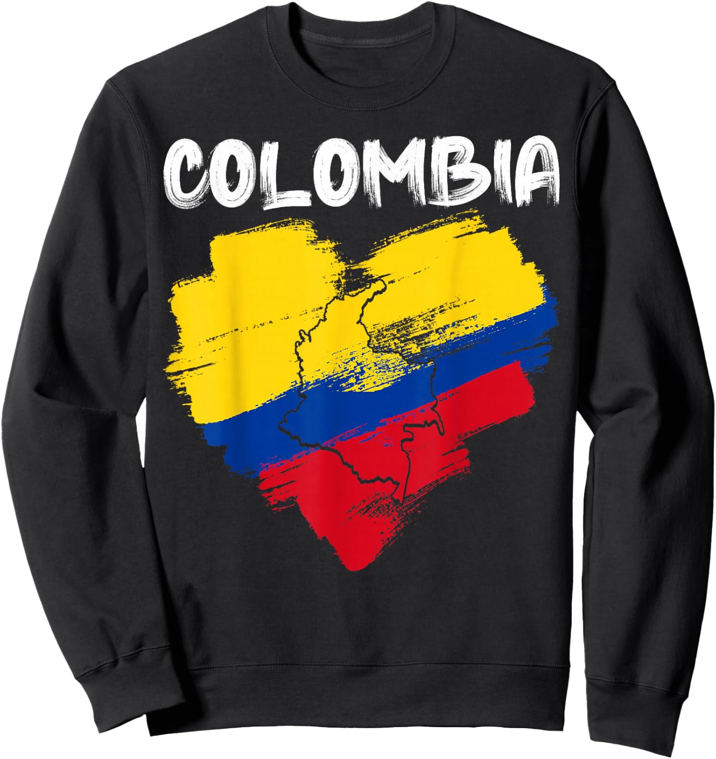 Colombia Pride Hispanic Heritage Month Colombian Flag Heart Sweatshirt - Sweatshirt | Black
