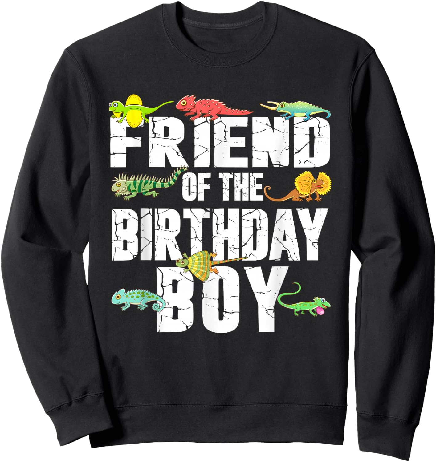 Friend of The Birthday Boy Reptiles Lizard Themed Party Sweatshirt - Sweatshirt | Black