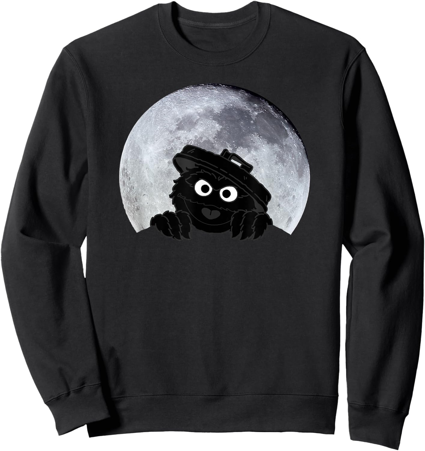 Sesame Street Oskar in Moonlight Shadow Moonnight Moon , black Sweatshirt - Sweatshirt | Black