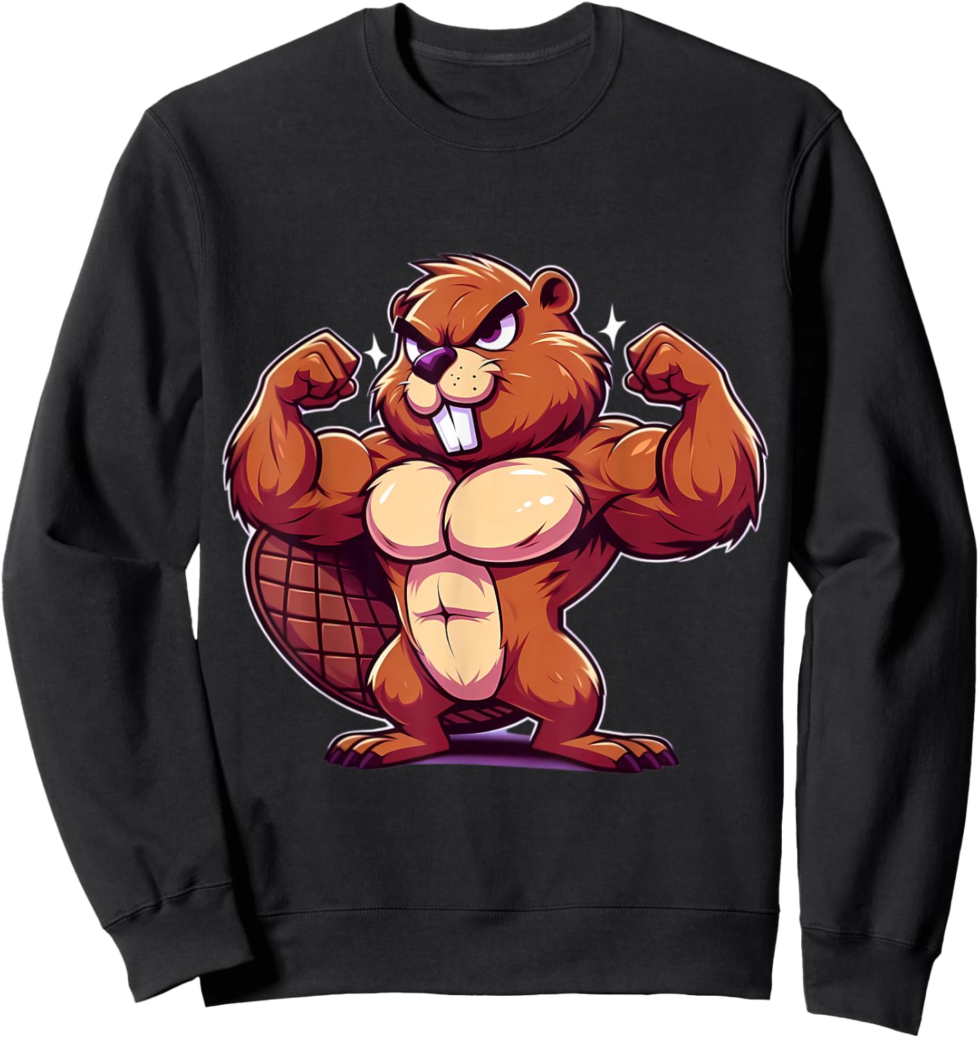 Beaver Flexing Muscles Fan Lover Bodybuilding Gym Workout Sweatshirt - Sweatshirt | Black
