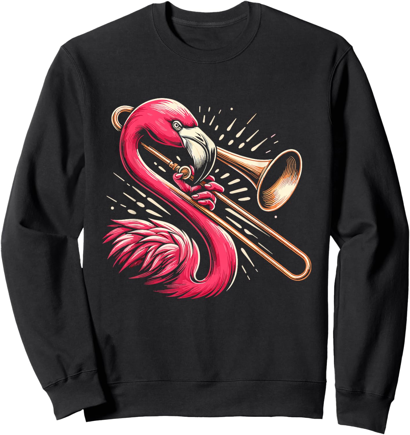 Flamingo Trombone Player Sweatshirt - Sweatshirt | Black