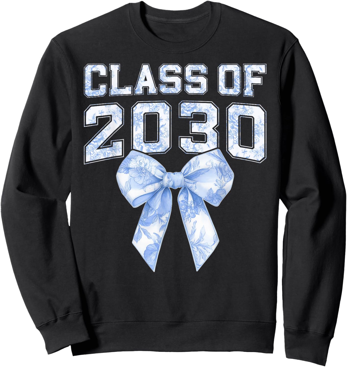Coquette Bow Preppy Class of 2030 Girly Girl 30 Graduation Sweatshirt - Sweatshirt | Black