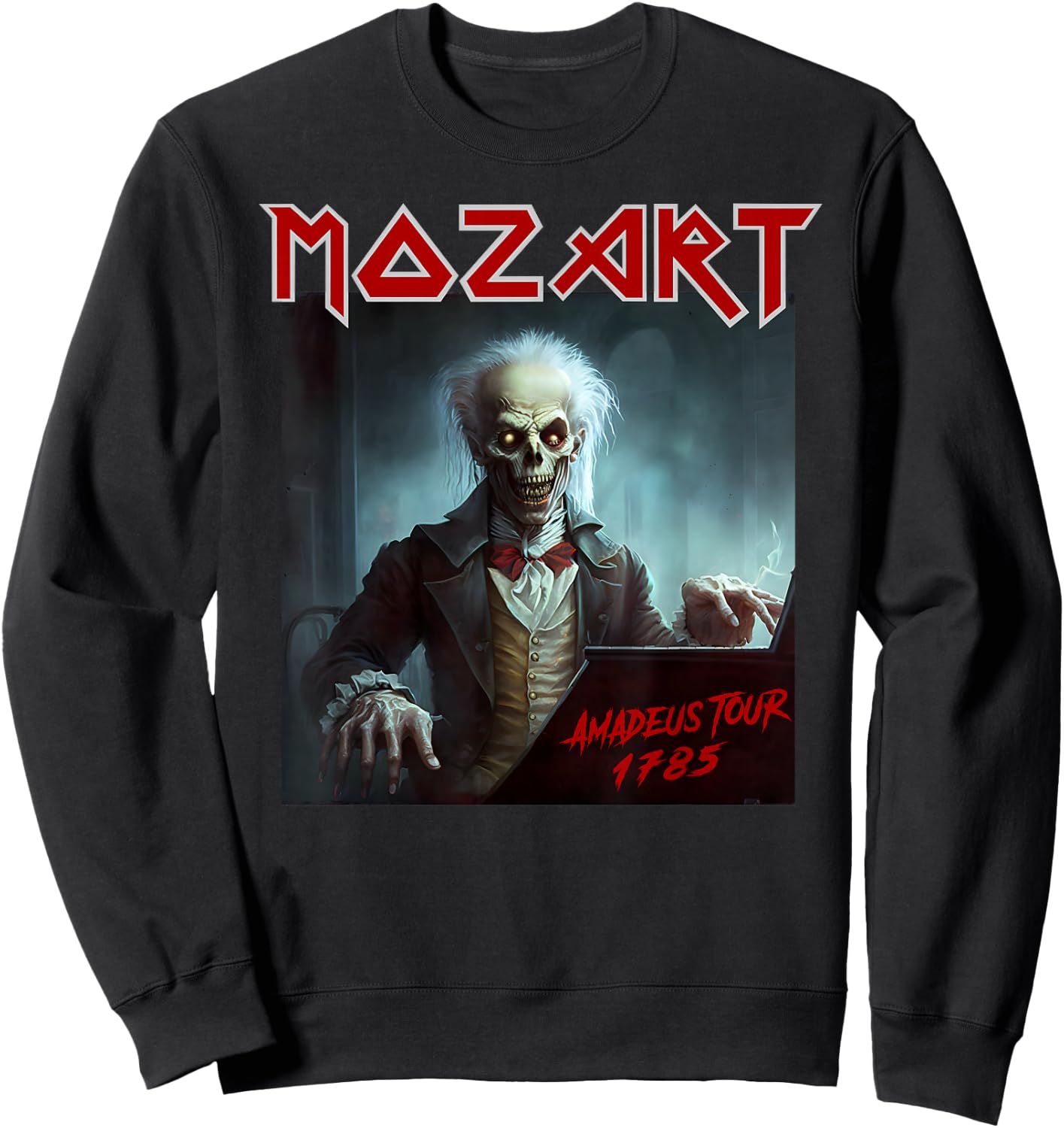 Mozart Funny Heavy Metal Shirts Vintage Sarcastic Music , black Sweatshirt - Sweatshirt | Black