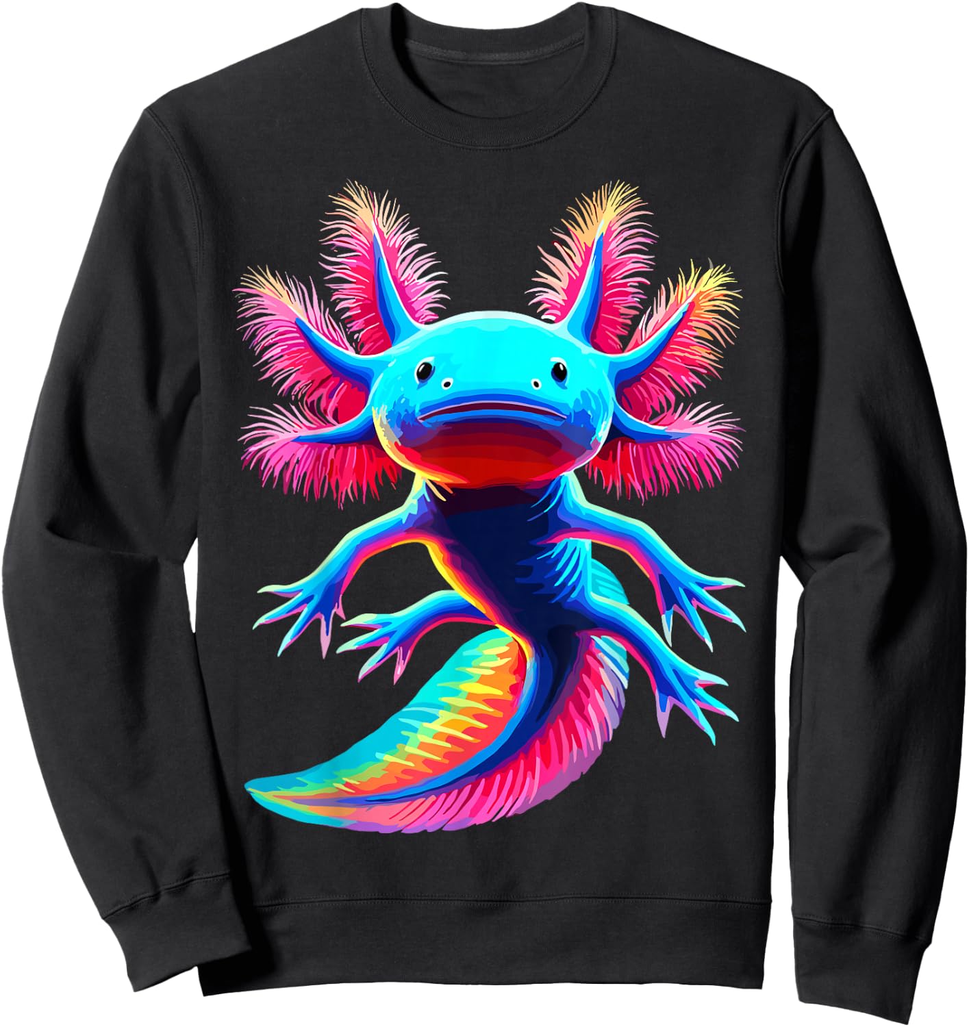 Axolotl Beautiful Colorful Axolotl Sweatshirt - Sweatshirt | Black
