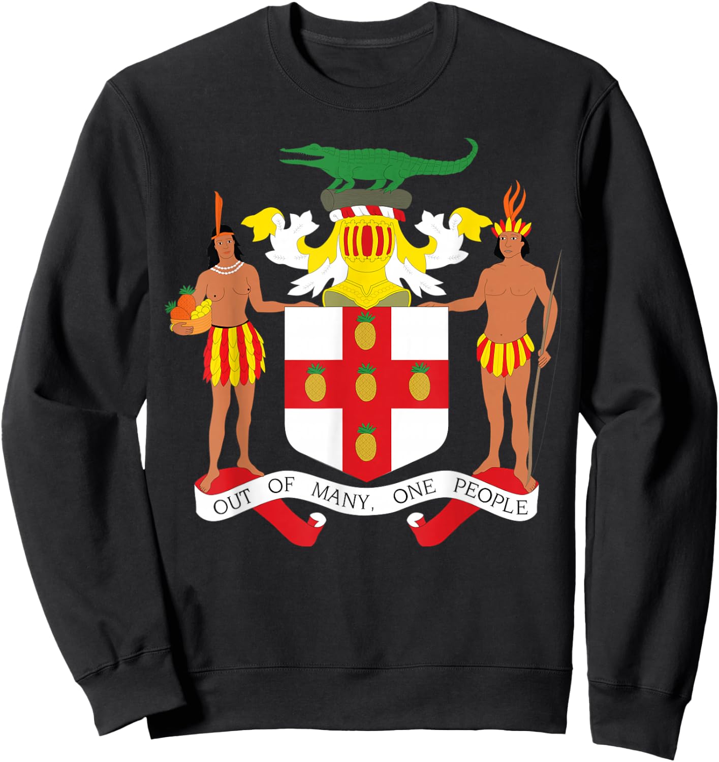 Jamaican Coat of Arms T Shirt, Coat of Arms of Jamaica Shirt Sweatshirt - Sweatshirt | Black