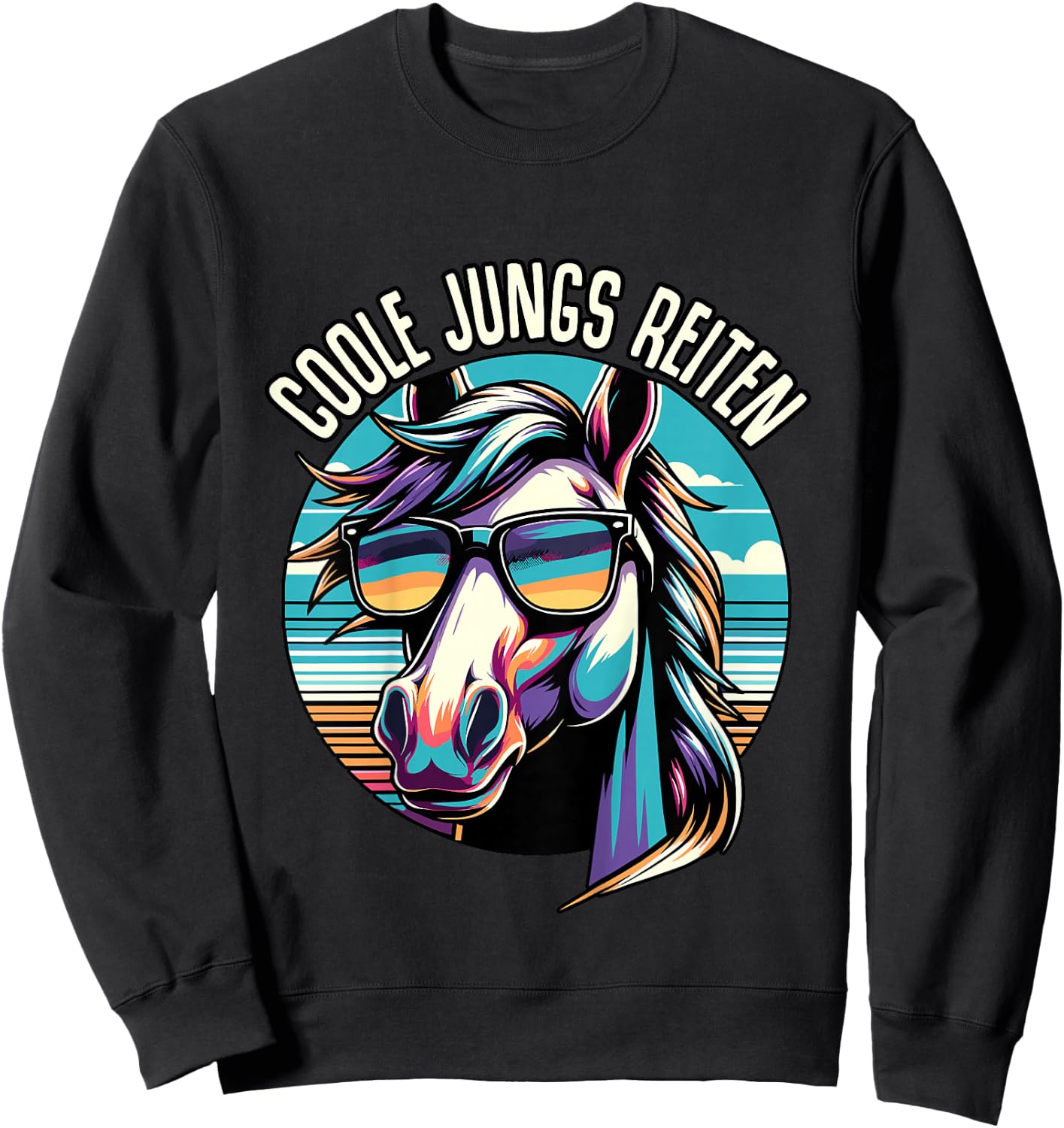 Kinder Coole Jungs Reiten Pferd Reiter Jungen Pferde Reitsport Sweatshirt - Sweatshirt | Black