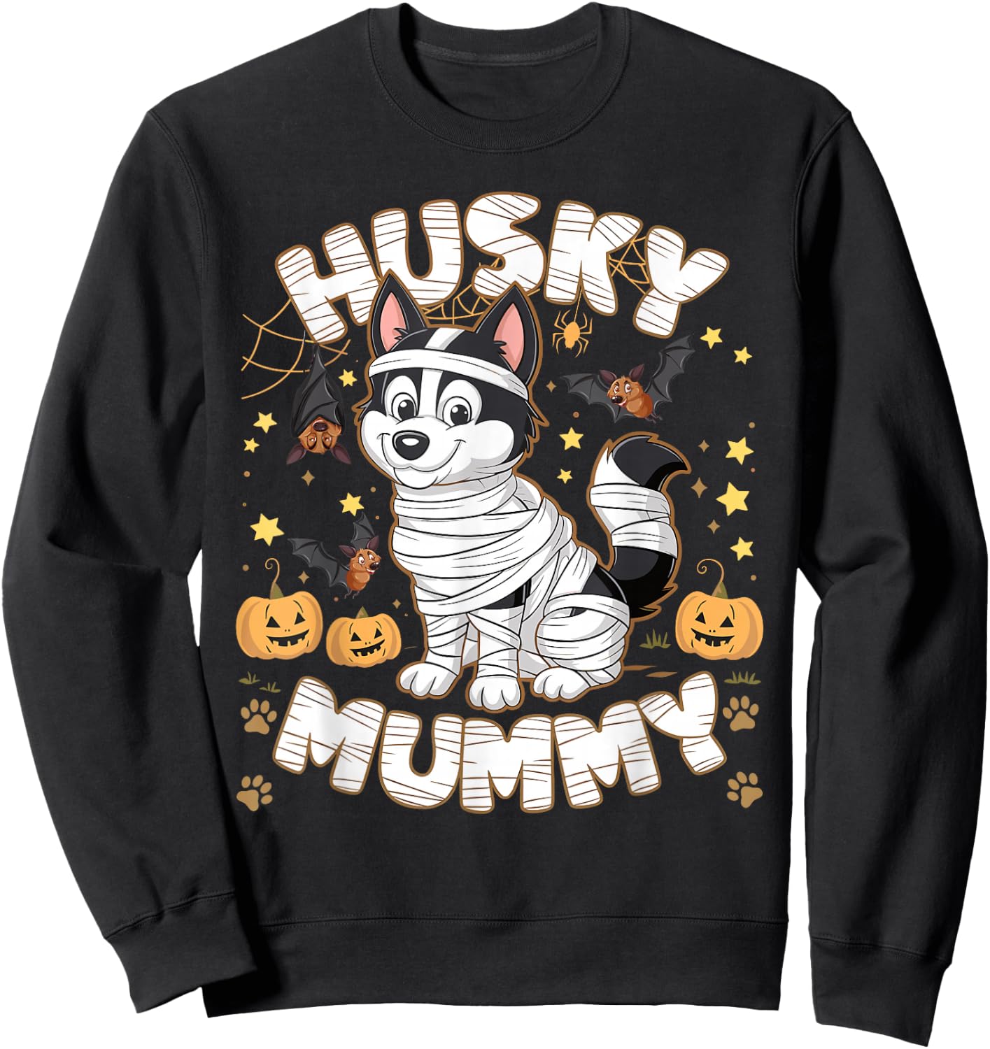 Halloween Costume Siberian Husky Dog Outfit Husky Mummy Women Kids Sweatshirt - Sweatshirt | Black