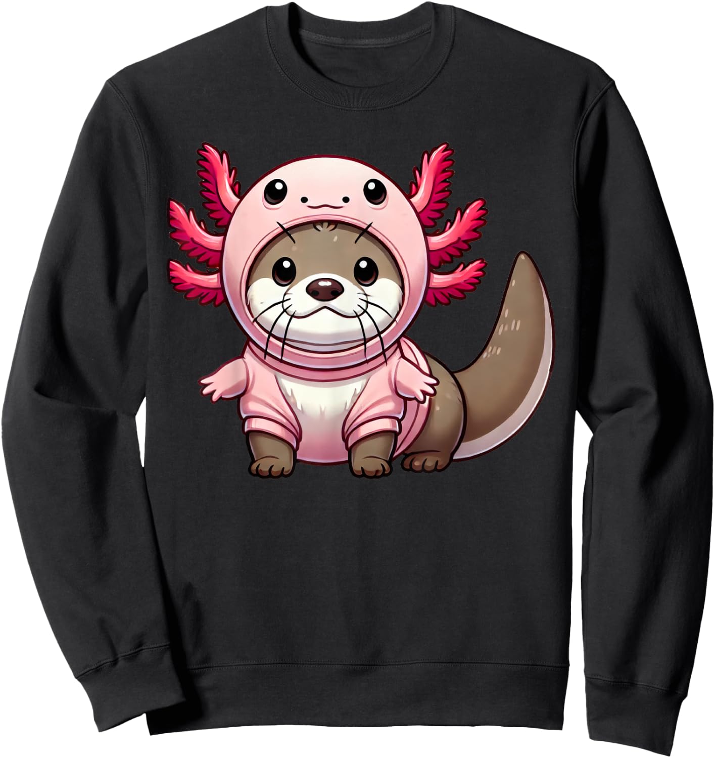 Kawaii Otter Axolotl Costume Sweatshirt - Sweatshirt | Black