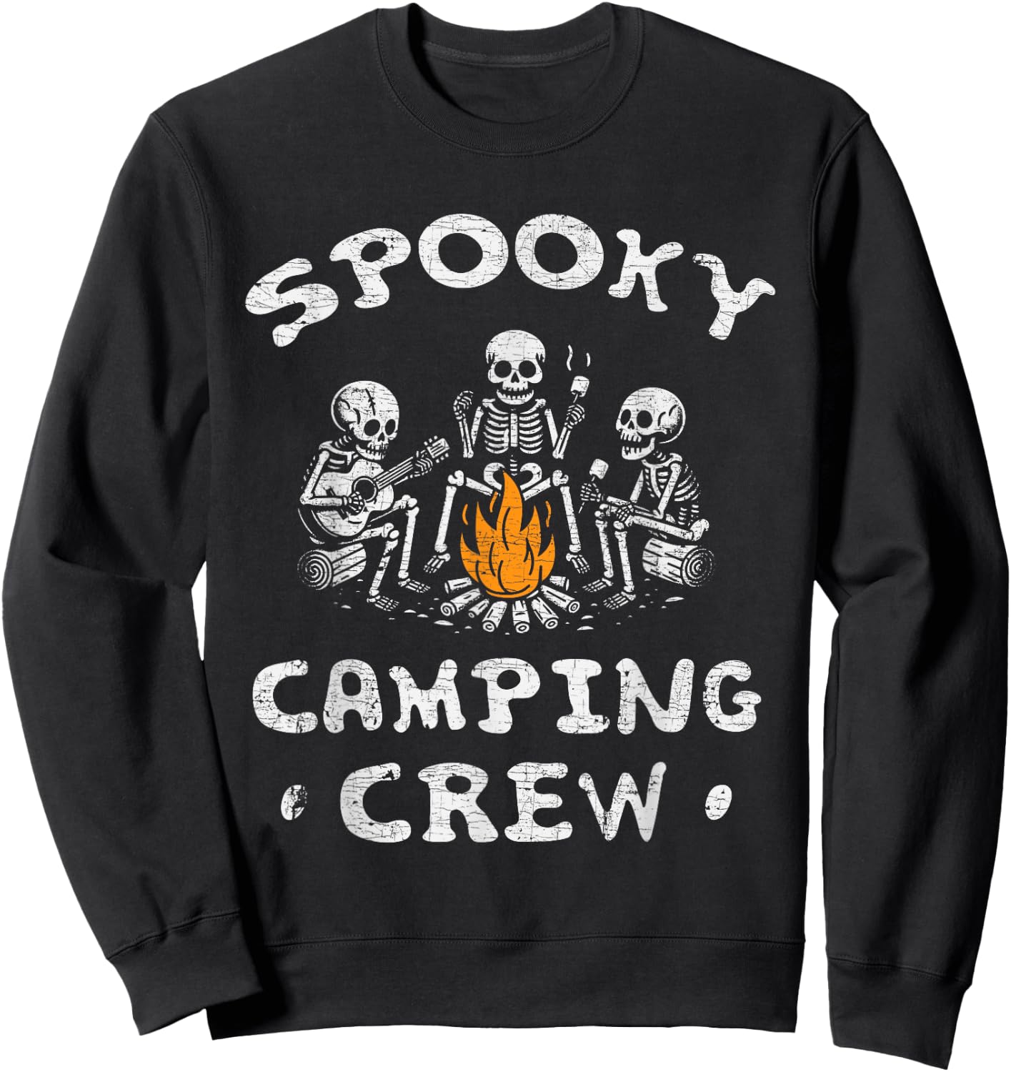 Spooky Camping Crew Halloween Camping Skeleton Campsite Sweatshirt - Sweatshirt | Black