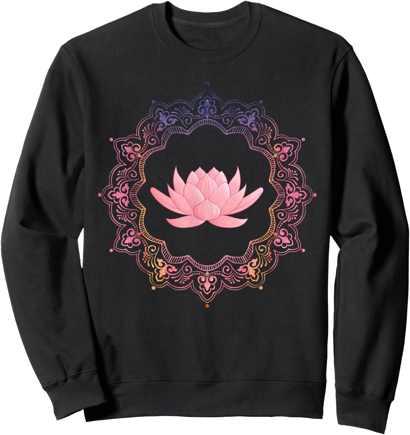 Lotus Mandala Circle | Spiritual Yoga Sweatshirt - Sweatshirt | Black