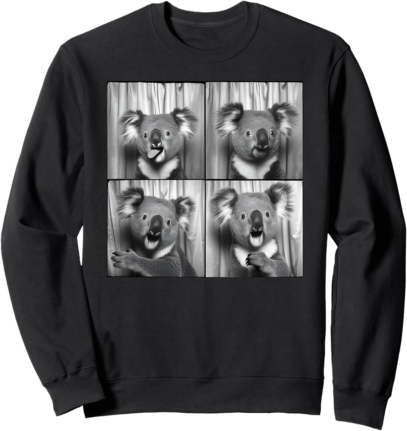 Funny Koala Face Laughing Koala Animal Photo Cute Koala Sweatshirt - Sweatshirt | Black