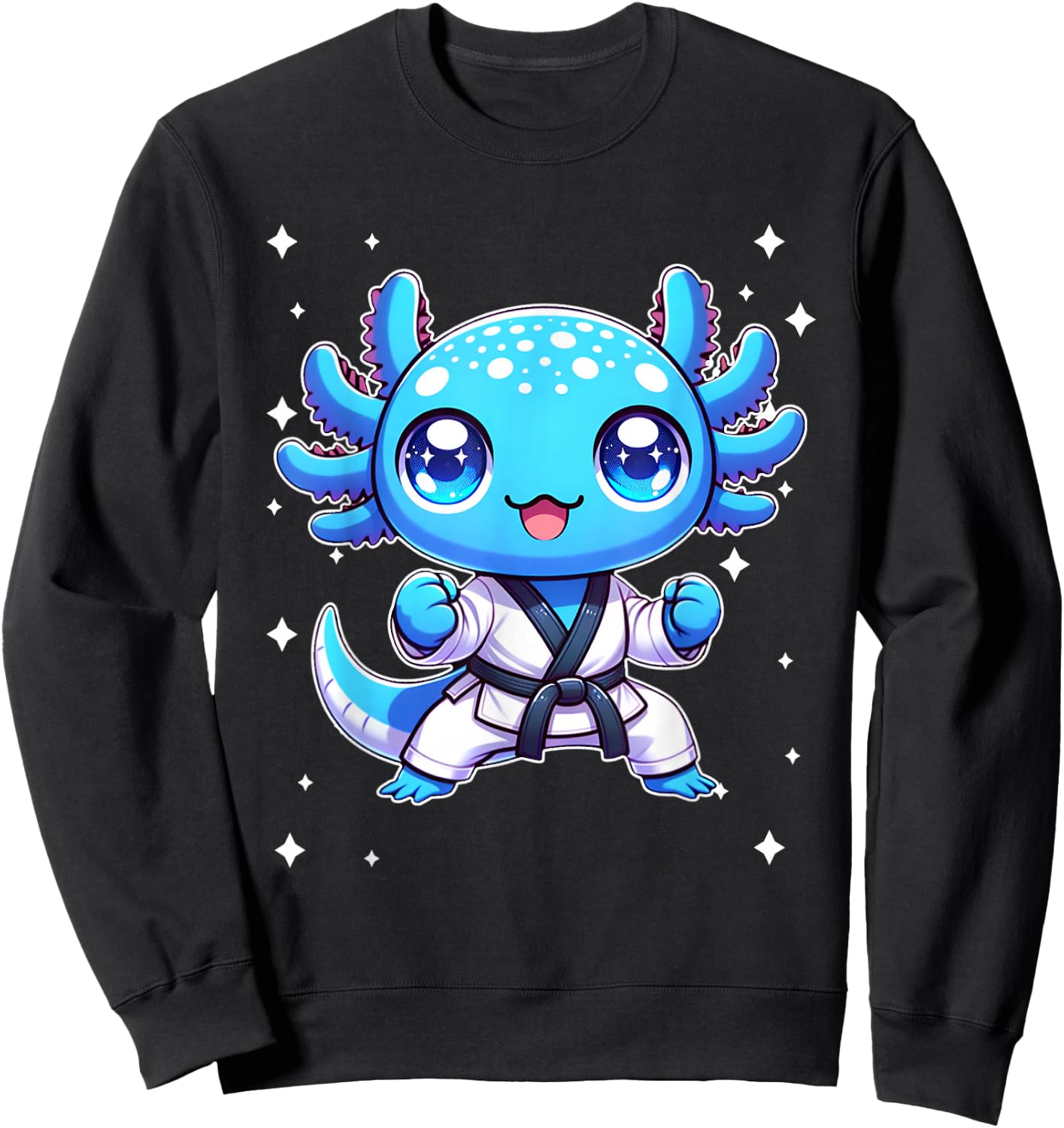 Cute kawaii karate axolotl Martial Arts Sweatshirt - Sweatshirt | Black