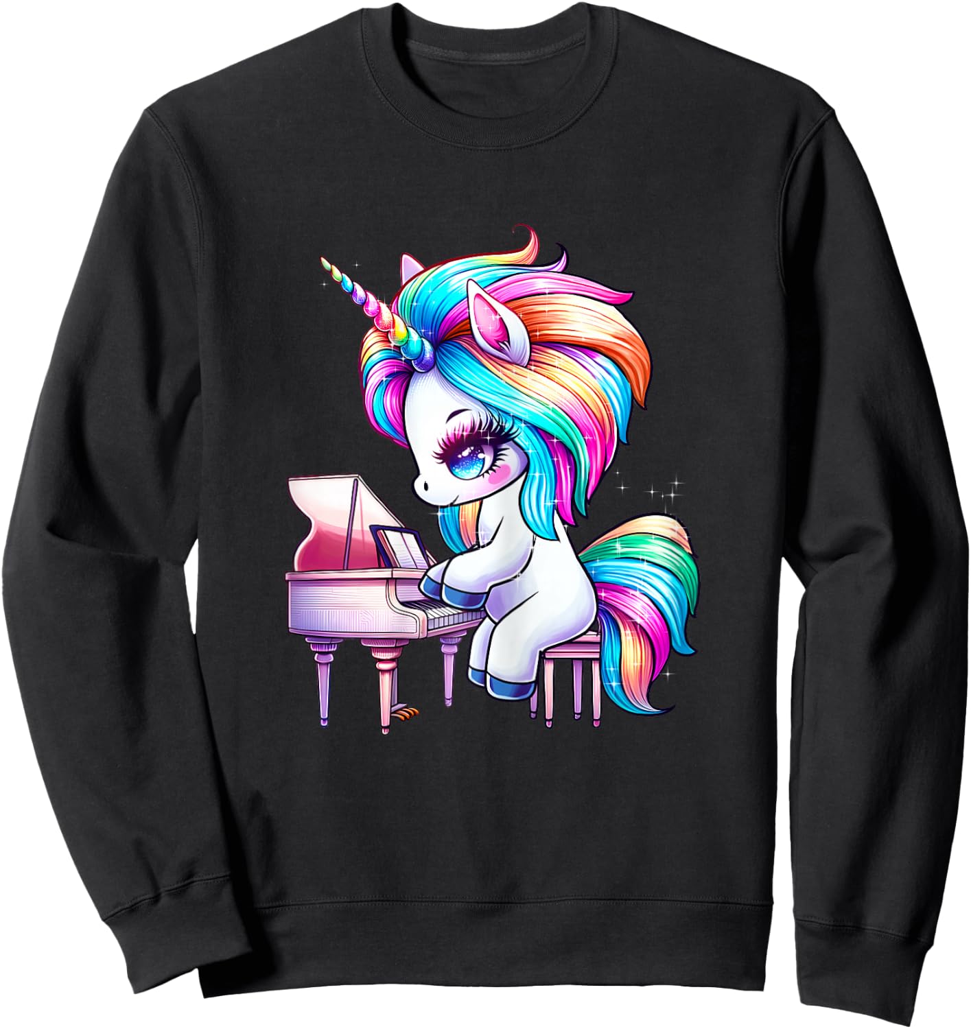 Unicorn Playing Piano Pianist Musician Music Teacher Sweatshirt - Sweatshirt | Black