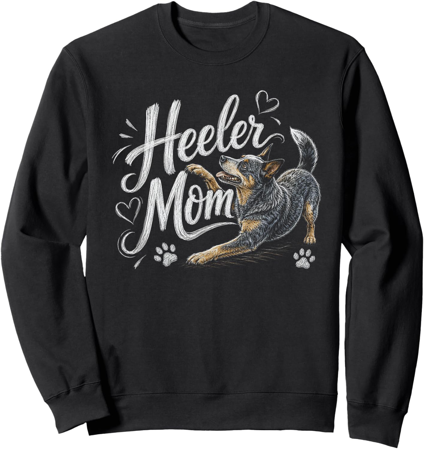 Australian Cattle Dog Blue Heeler Mom Artwork Design Sweatshirt - Sweatshirt | Black
