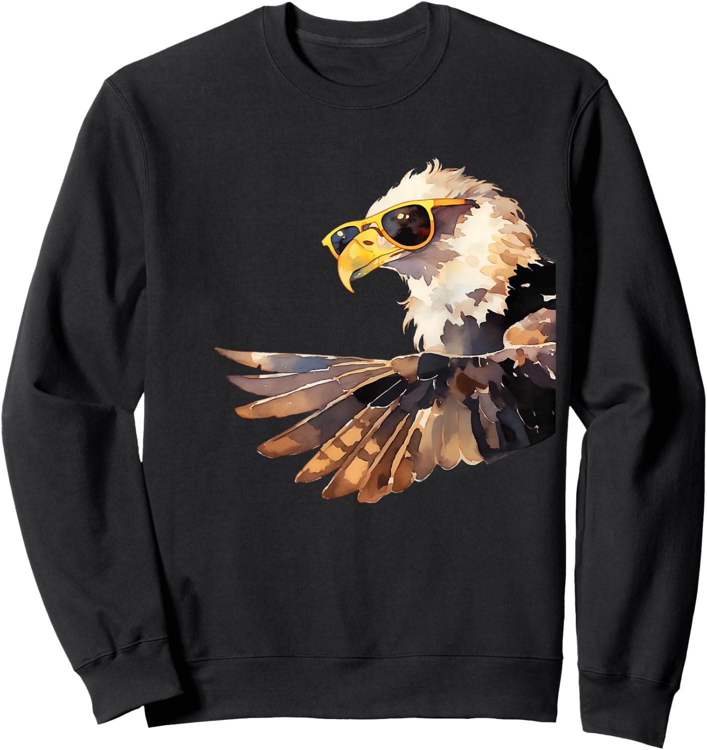 Hawk Wearing Sunglasses Peeking From Side Nature Wildlife Sweatshirt - Sweatshirt | Black