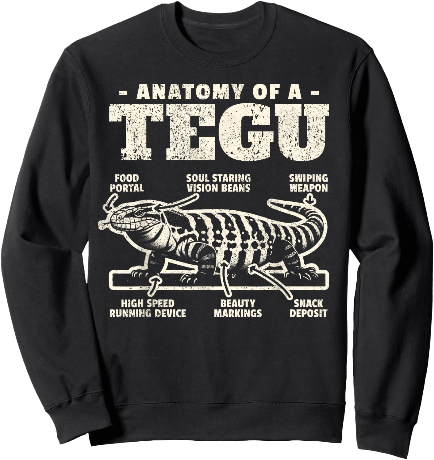 Tegu Owner - Giant Tegu - Anatomy Tegu Lizard - Funny Tegu Sweatshirt - Sweatshirt | Black