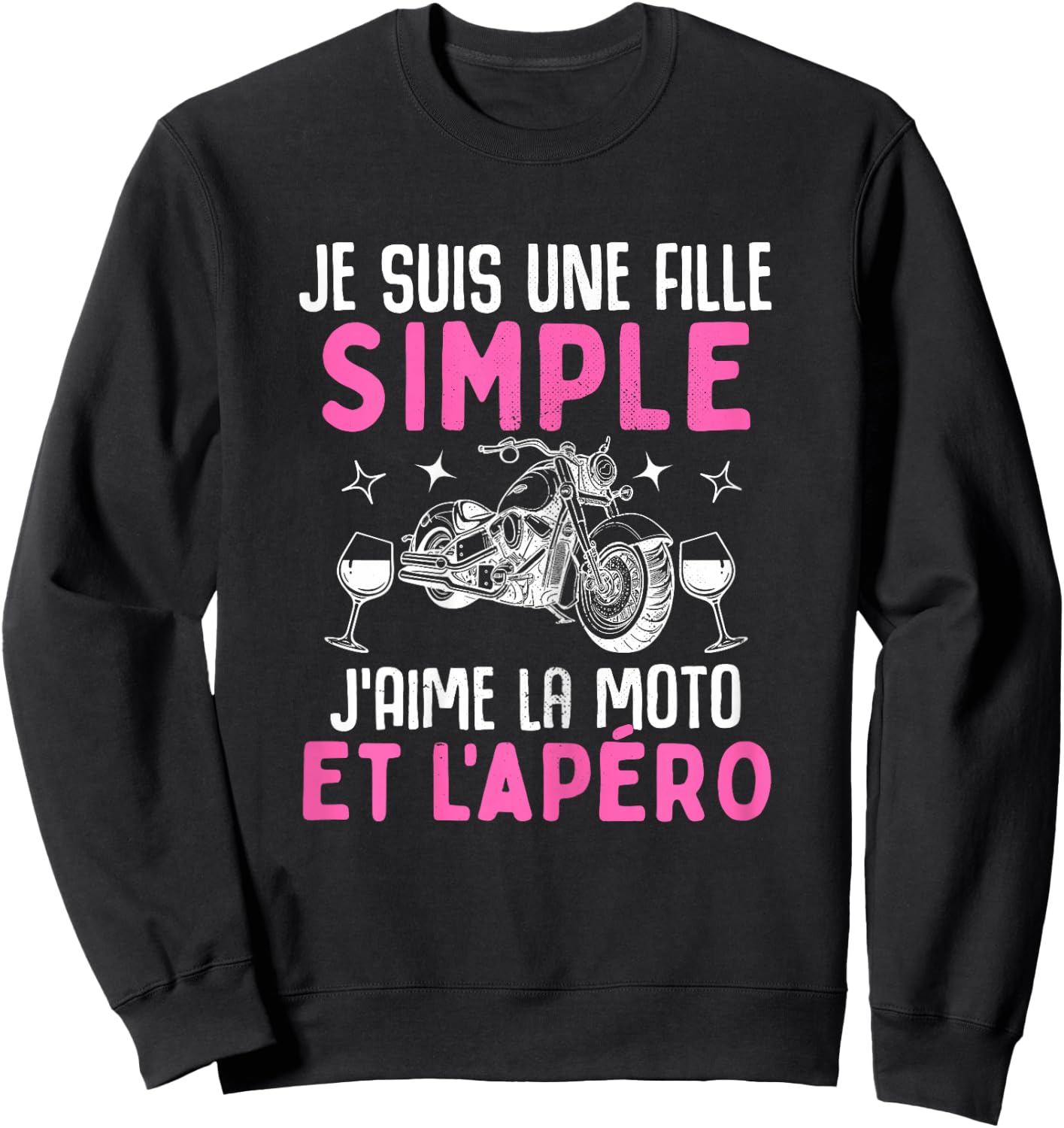 Simple Girl I Love the Motorcycle Aperitif Motorcycle Woman Biker , Black, Female X-Small Sweatshirt - Sweatshirt | Black