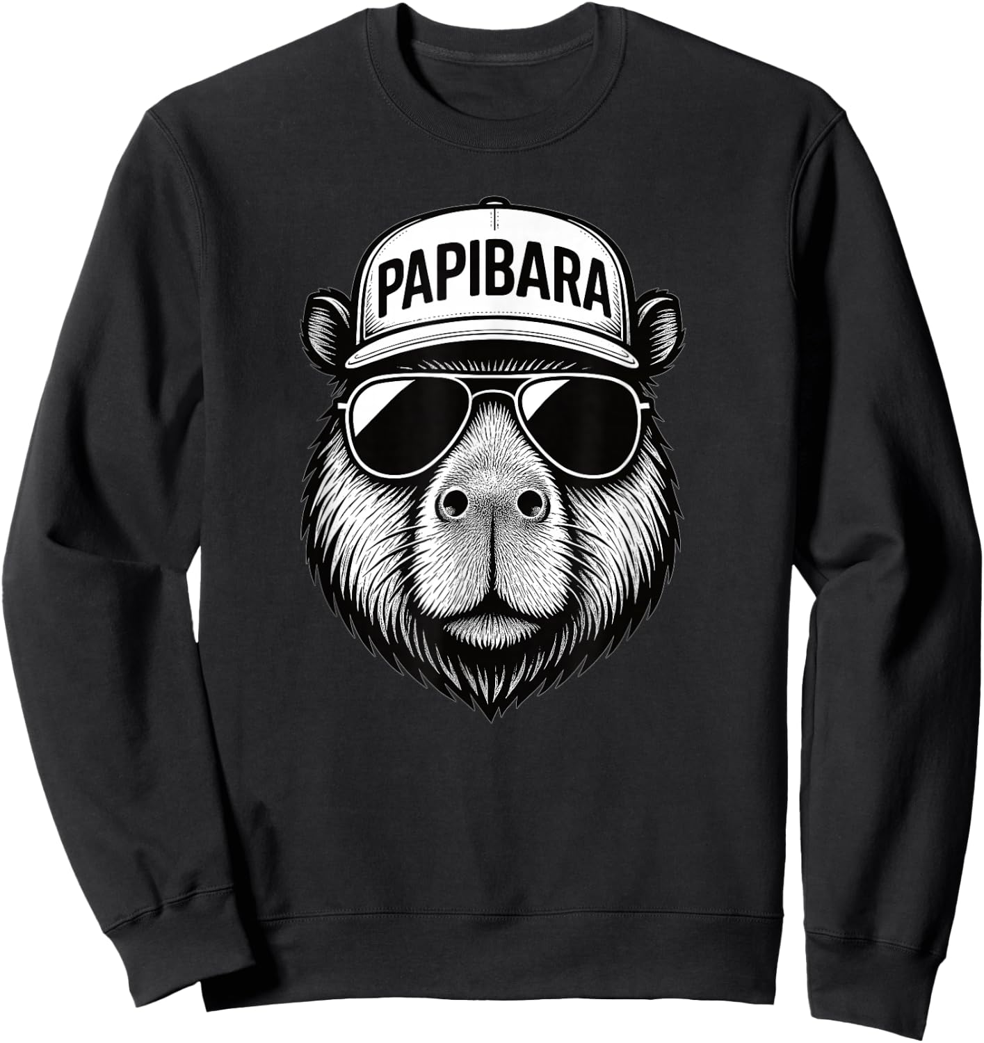 Papibara Cool Lustiger Capybara Papa Vatertag Sweatshirt - Sweatshirt | Black