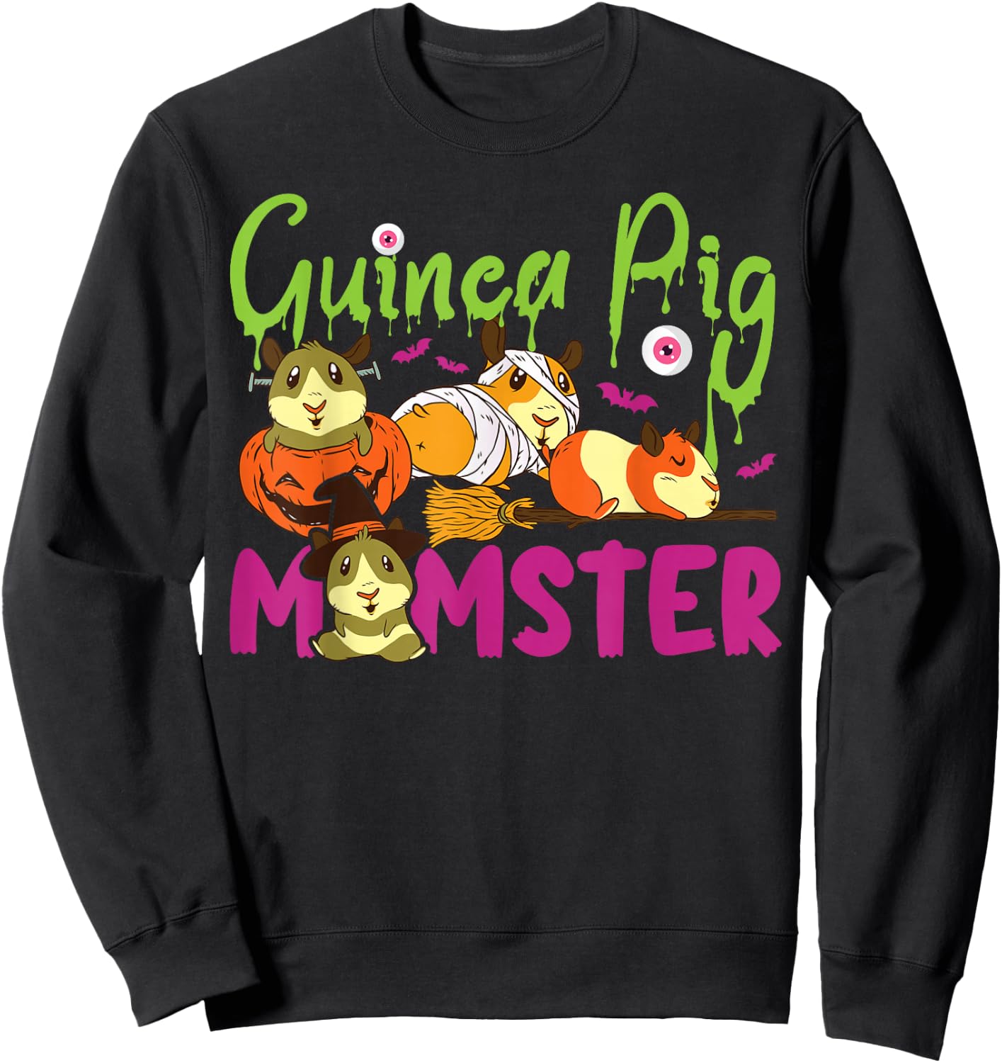 Guinea Pig Mom Halloween Guinea Pig Momster Sweatshirt - Sweatshirt | Black