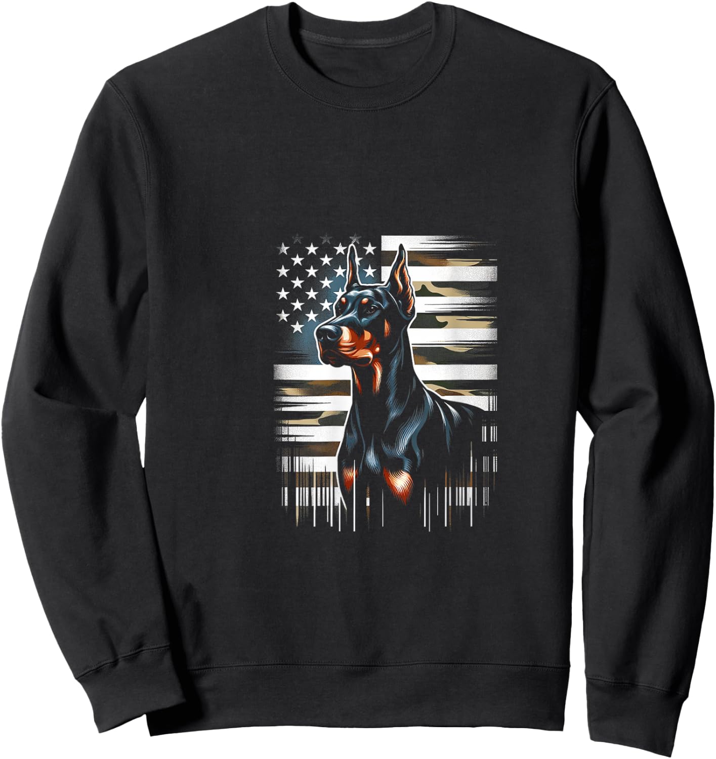 Doberman American Flag USA Flag Sweatshirt - Sweatshirt | Black