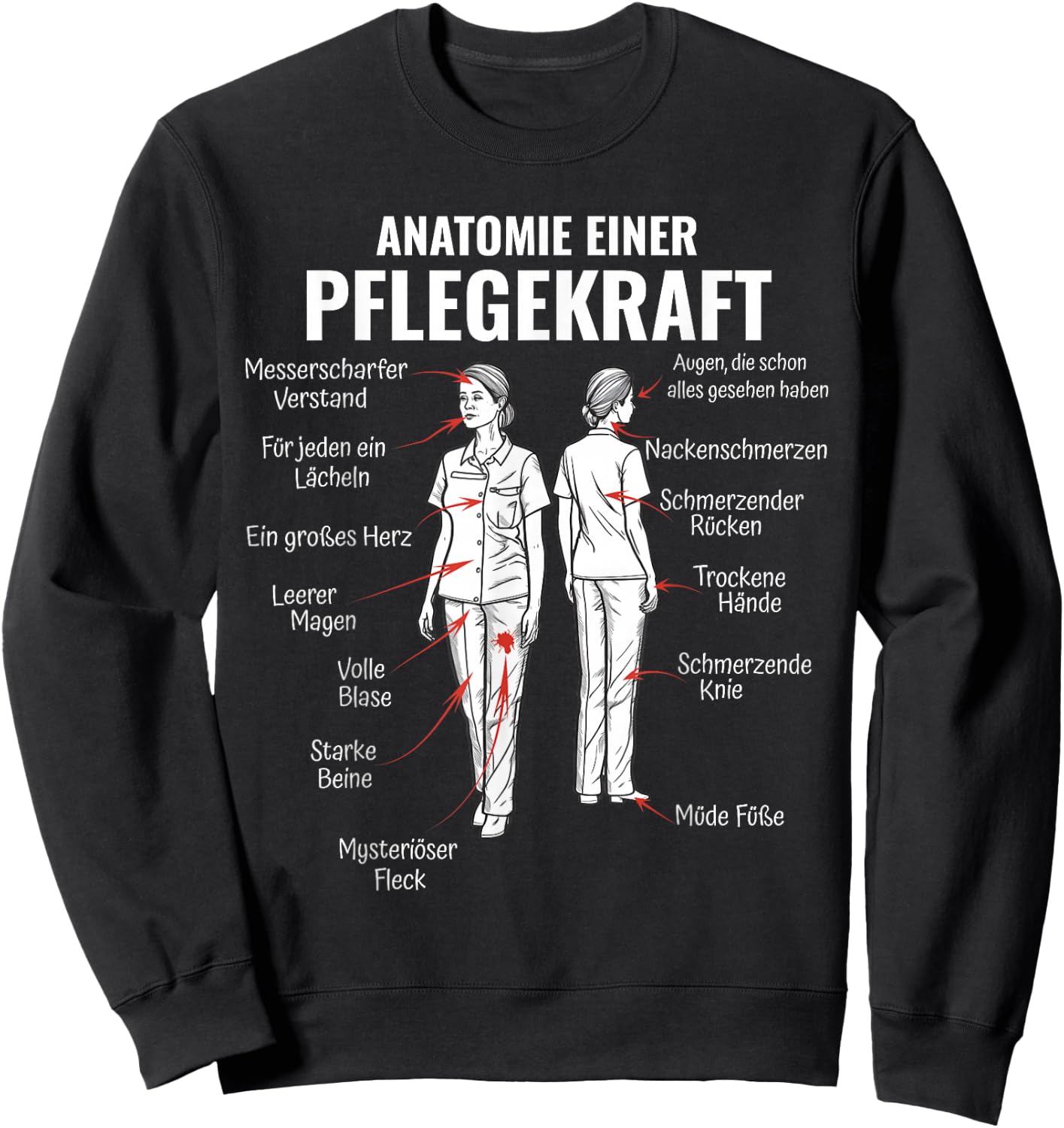 Anatomie Einer Pflegekraft Altenpflege Pflegeleben Sweatshirt - Sweatshirt | Black