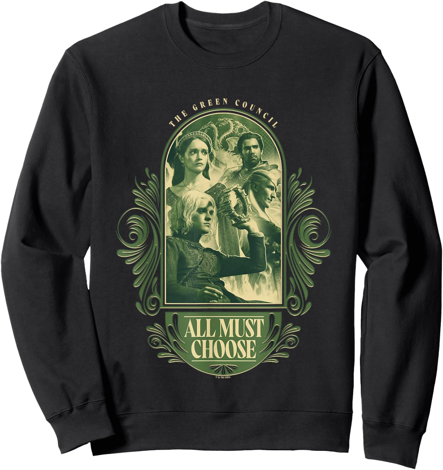 House of the Dragon The Green Council All Must Choose Retro Sweatshirt - Sweatshirt | Black
