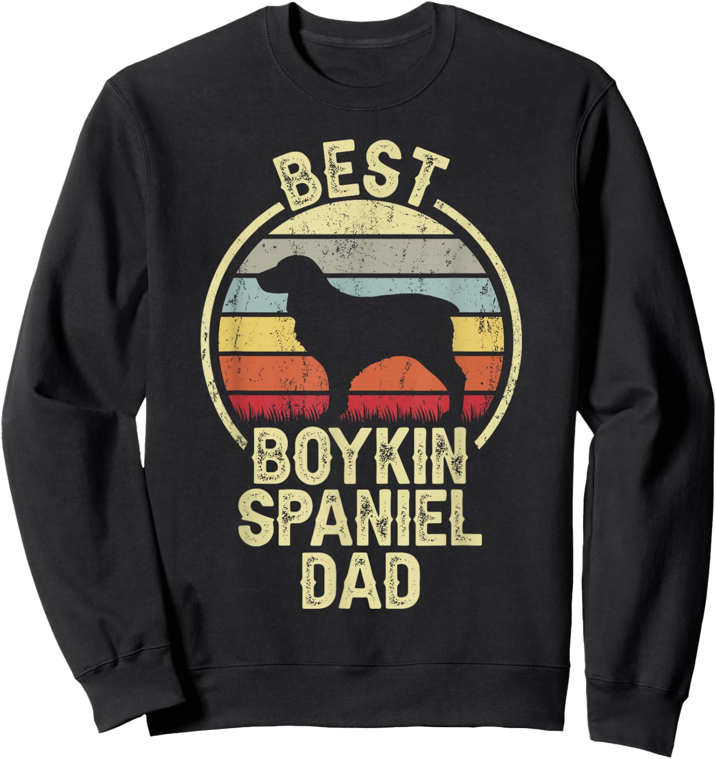 Best Dog Father Dad - Vintage Boykin Spaniel Sweatshirt - Sweatshirt | Black
