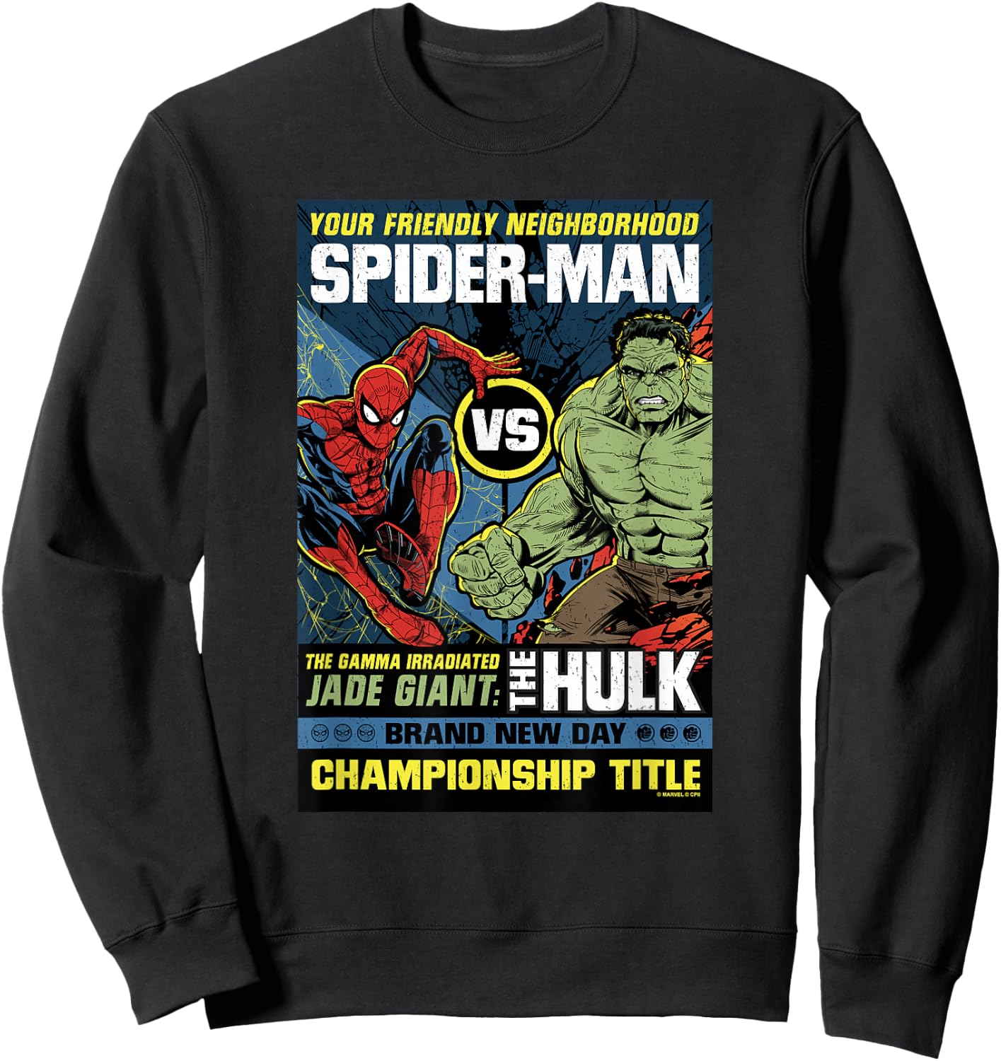 Marvel Spider-Man Day Spidey vs Hulk Champ Comic Sweatshirt - Sweatshirt | Black