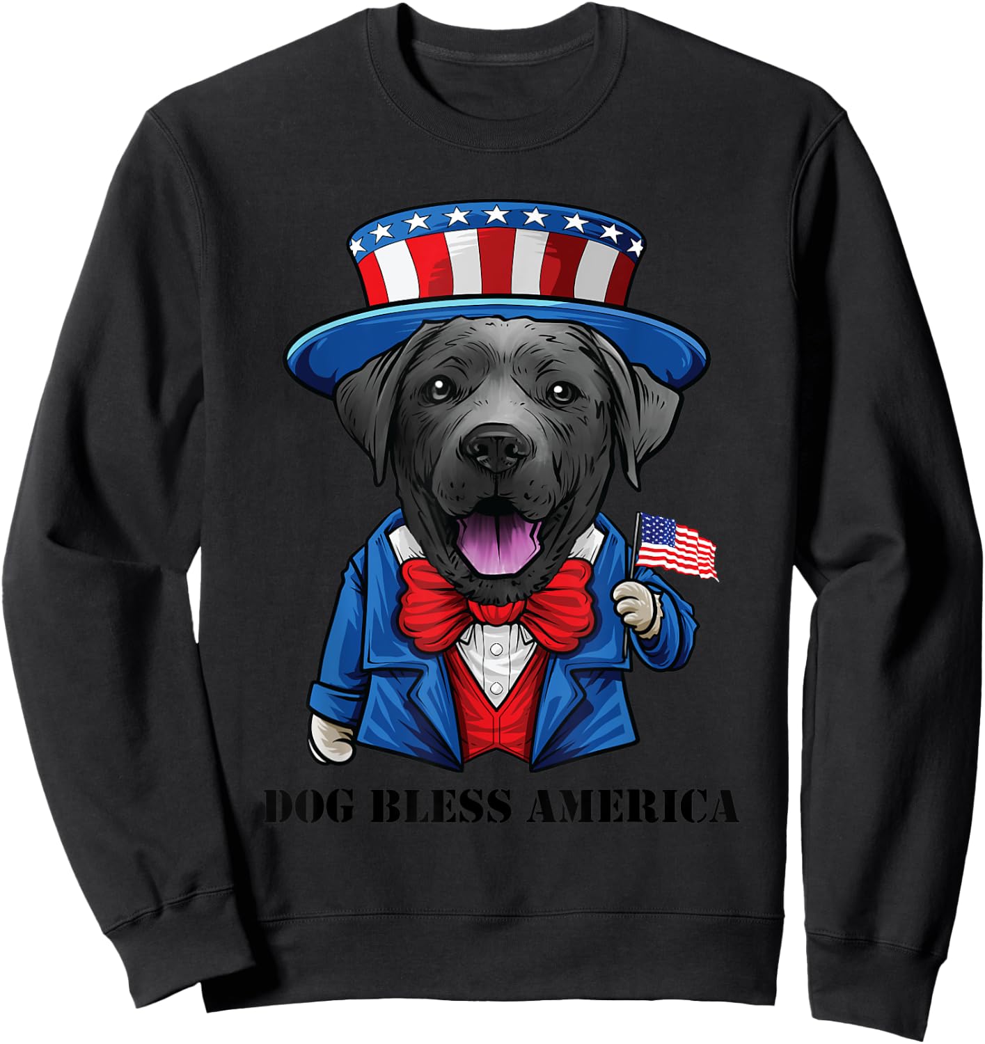 Funny 4th of July Black Lab Dog, Labrador Retriever Men Sweatshirt - Sweatshirt | Black