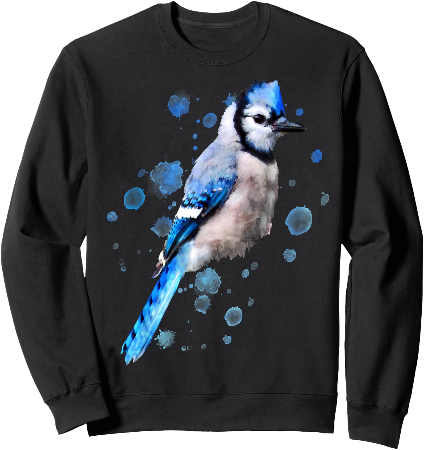 Watercolor blue jay bird artistic animal artsy painting Sweatshirt - Sweatshirt | Black