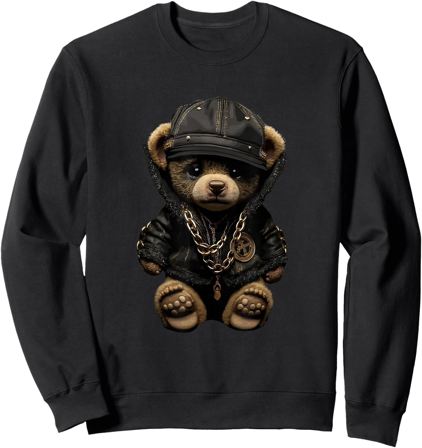 Teddy Fashion Rap Bear Stylish Hip Hop Funny , black Sweatshirt - Sweatshirt | Black
