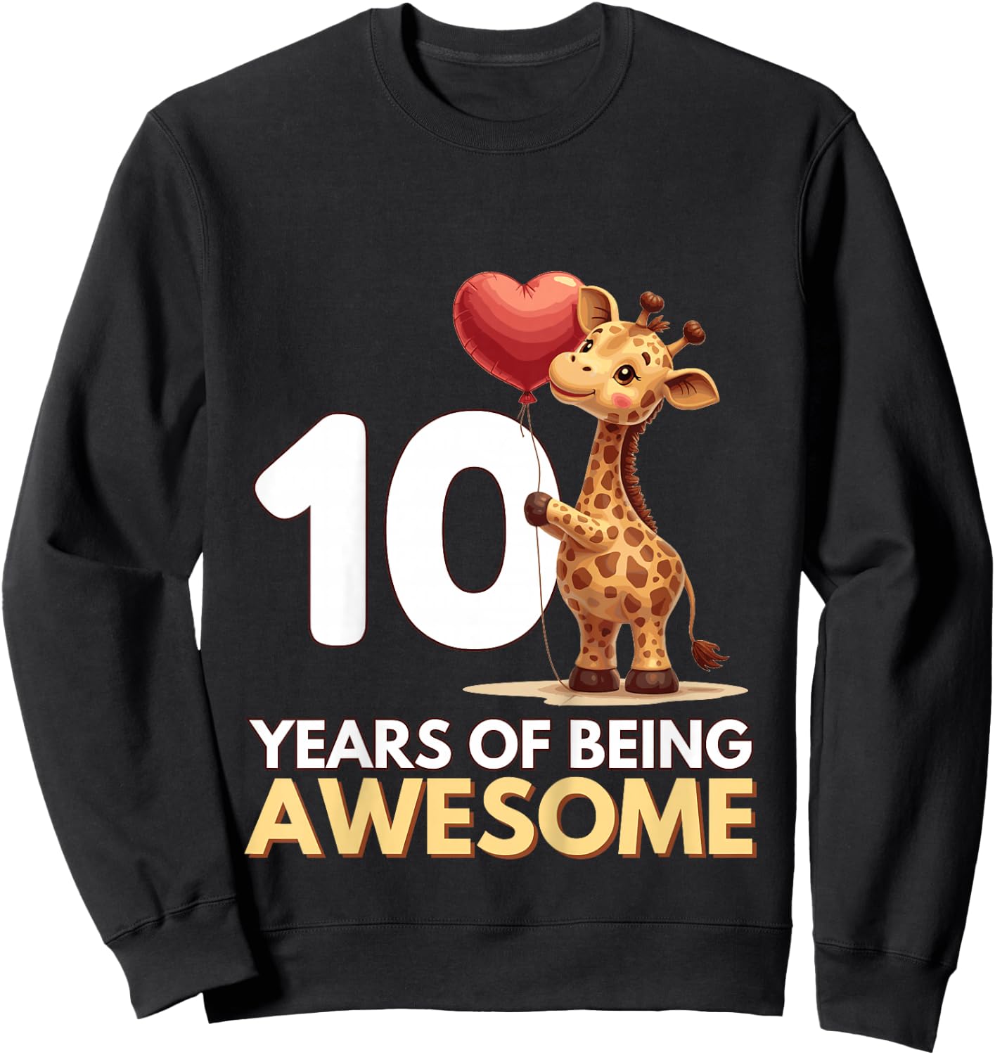 Kids Adorable 10th Birthday Giraffe Sweatshirt - Sweatshirt | Black