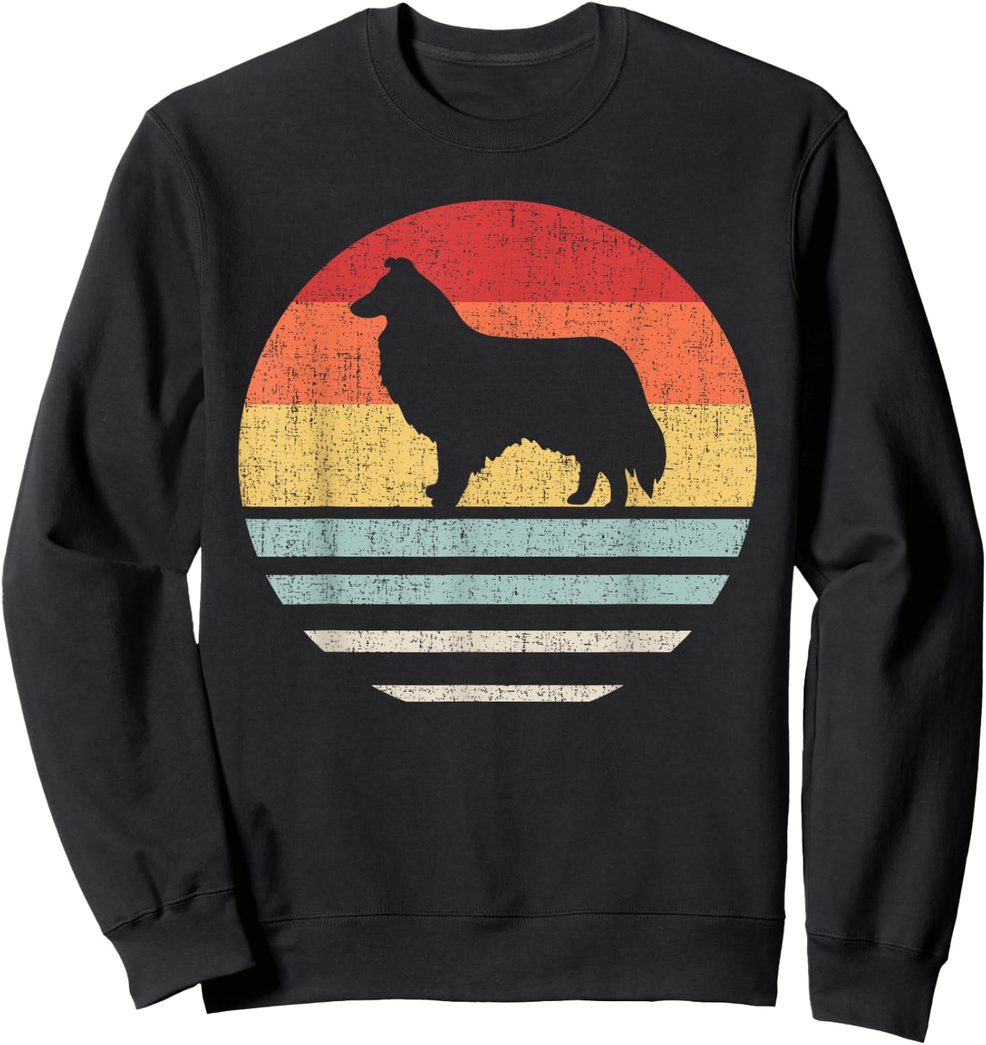 Vintage Retro Rough Collie Dog Mom Dad Cute Dog Lover Owner Sweatshirt - Sweatshirt | Black