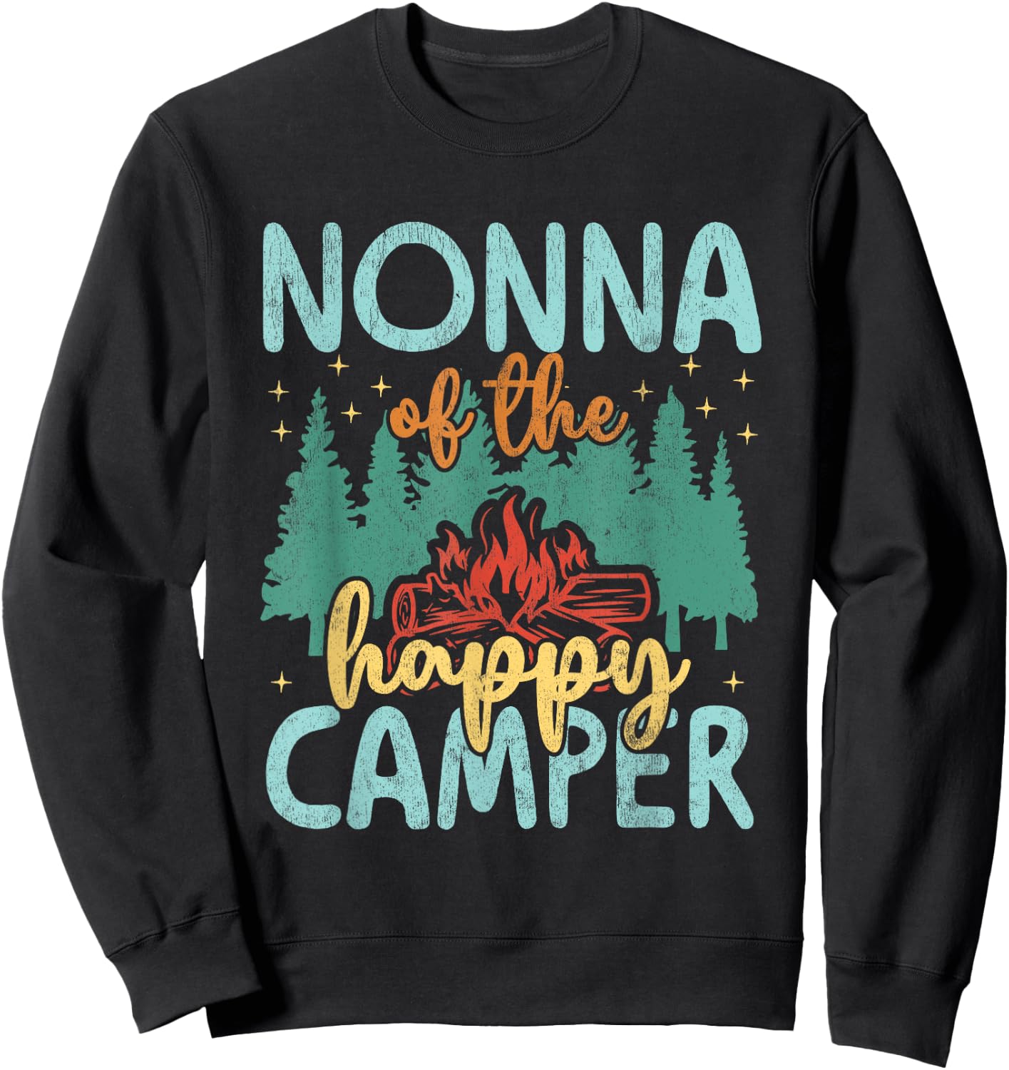Nonna of Happy Camper 1st Birthday Party Retro Nonna Sweatshirt - Sweatshirt | Black