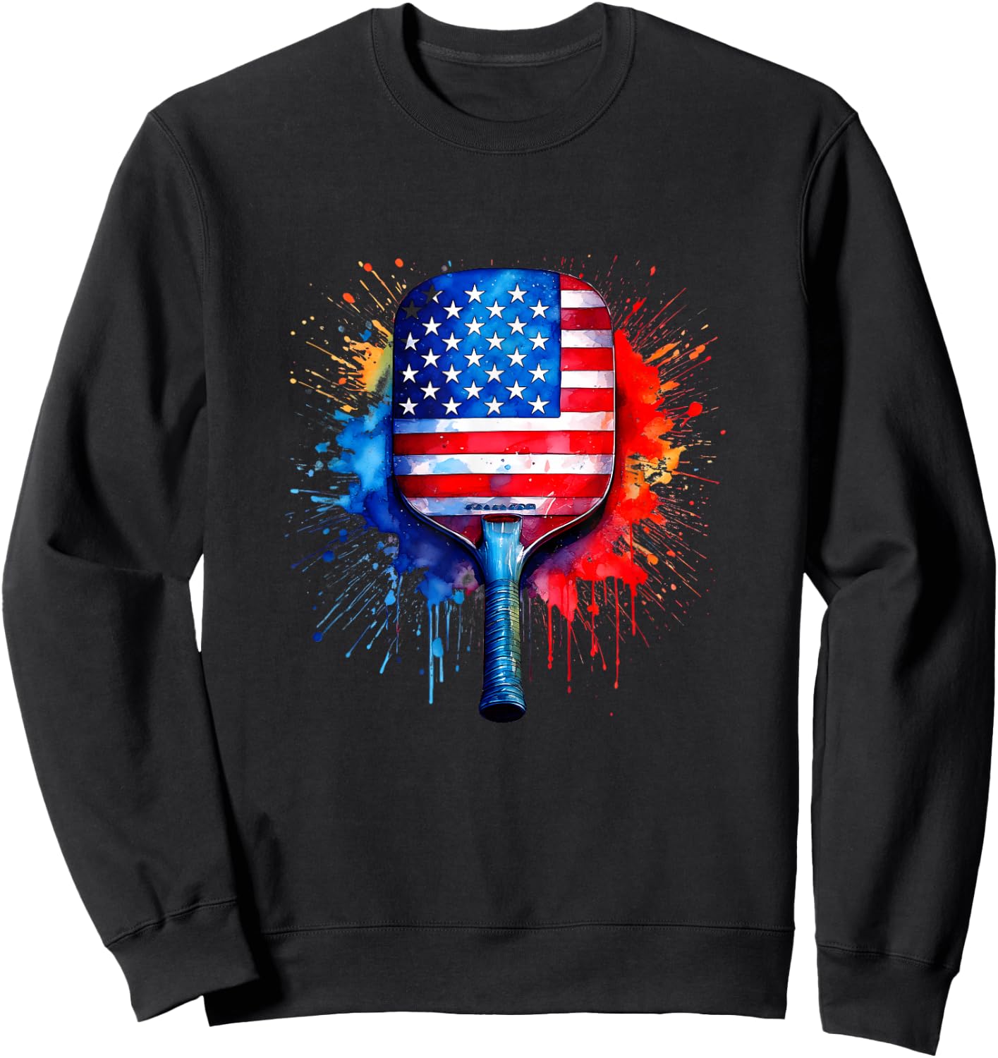 Pickleball Shirts USA Flag American 4th of July Sport Sweatshirt - Sweatshirt | Black