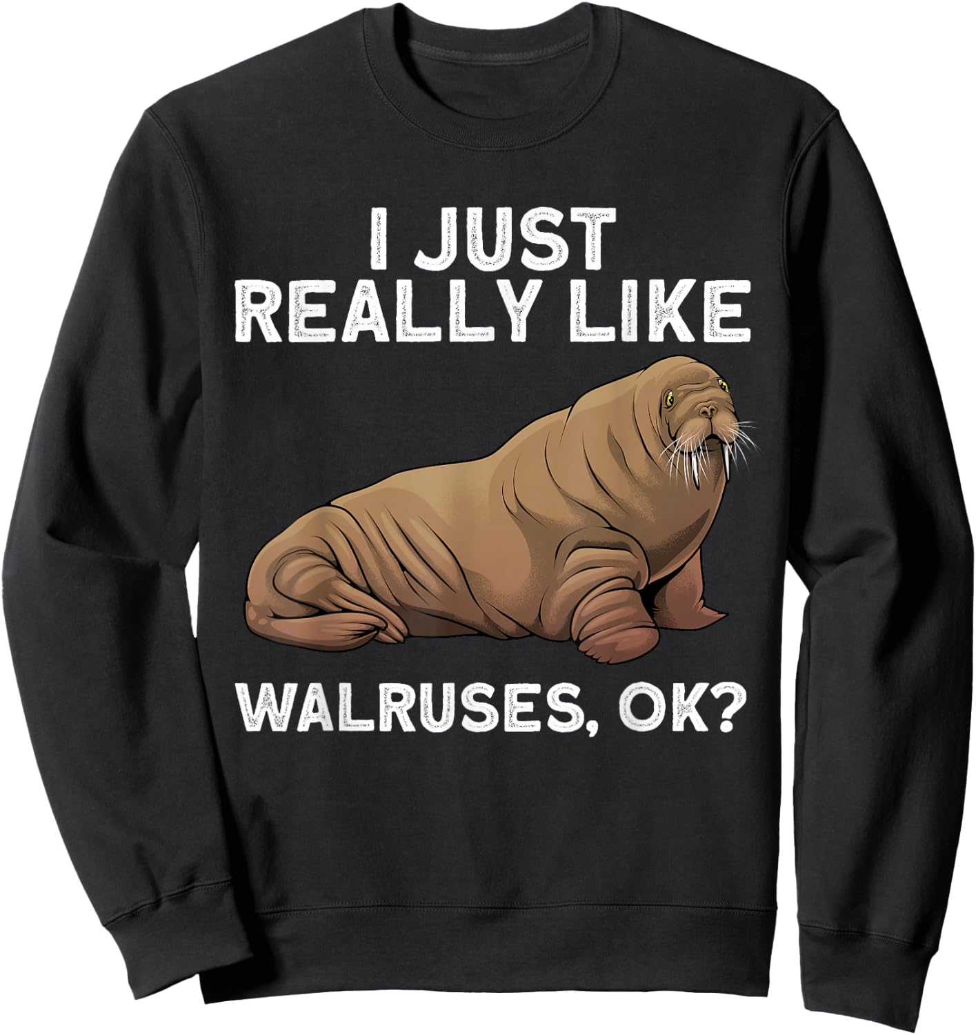 Cool Walrus Art Women Pinniped Animal Walrus Lover Sweatshirt - Sweatshirt | Black