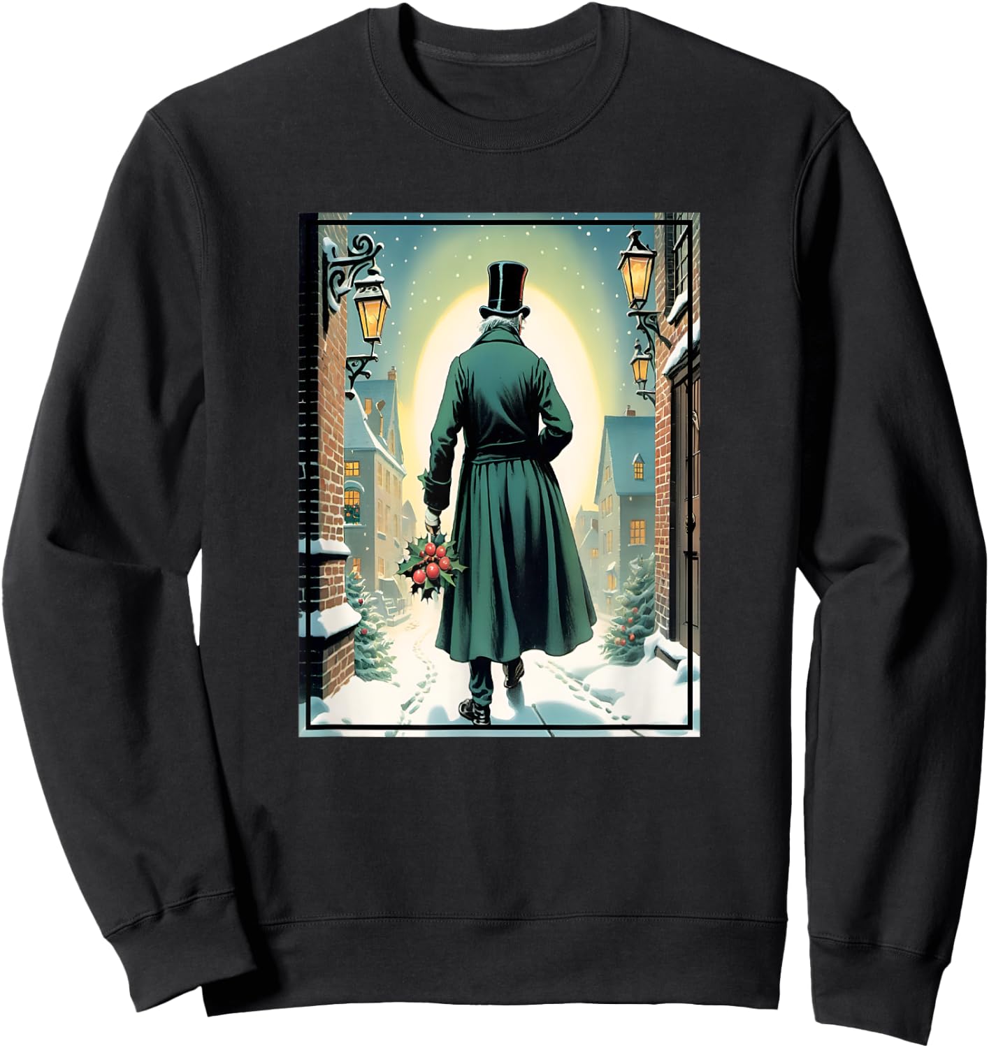 Charles Dickens Christmas Classic Book Ebeneezer Scrooge , -Adults, Kids, Black, Small, Short Sleeve Sweatshirt - Sweatshirt | Black