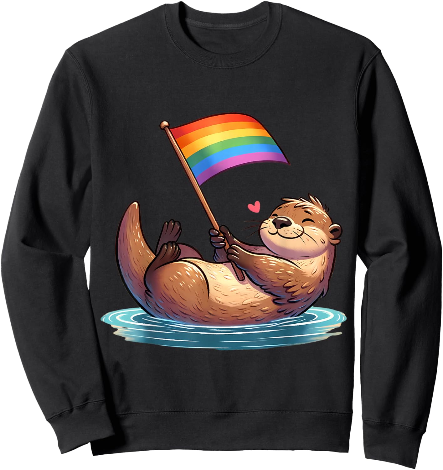 Gay Otter LGBTQ Rainbow Flag Pride Animal Sweatshirt - Sweatshirt | Black