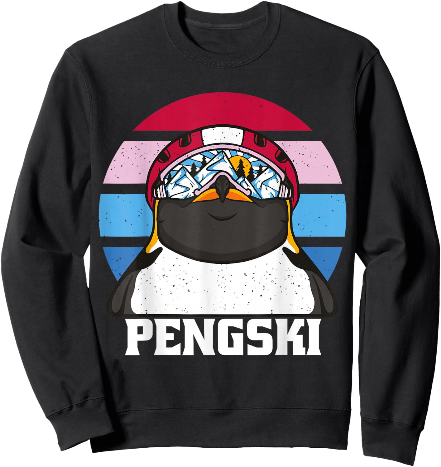Ski Pengski Retro Vintage Funny Penguin with Ski Goggles Sweatshirt - Sweatshirt | Black