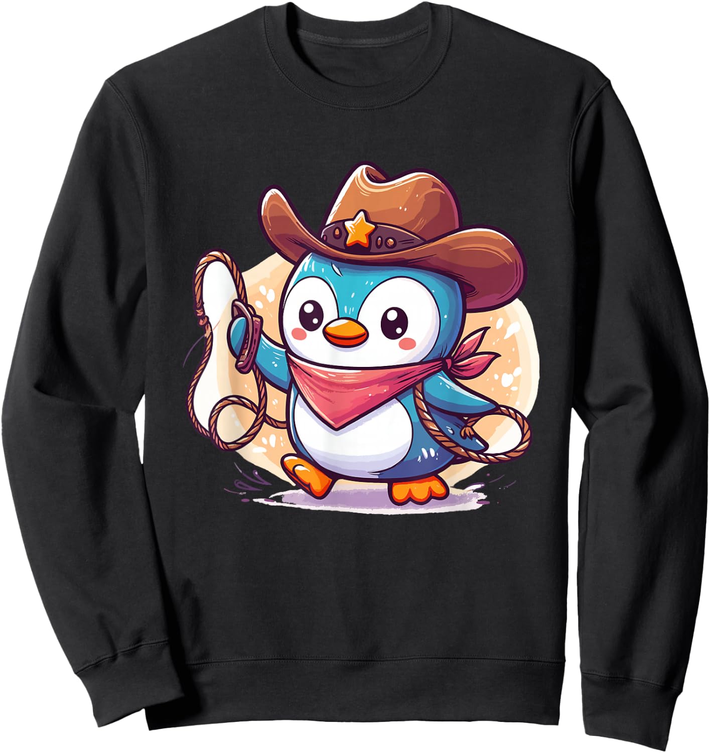 Western Rodeo Cowboy Hat Penguin Texas Animals Sweatshirt - Sweatshirt | Black
