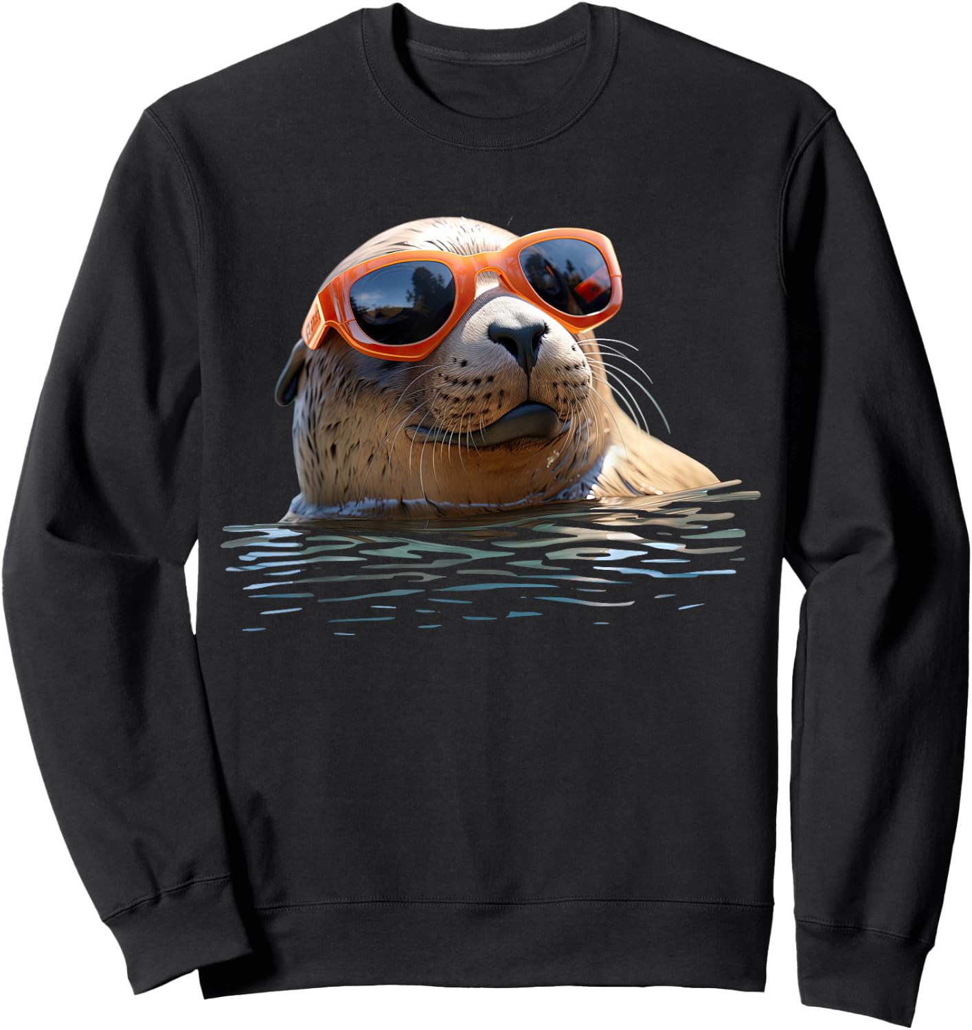 Seal with Sunglasses Seal Dog Seal Cute Seal , black Sweatshirt - Sweatshirt | Black
