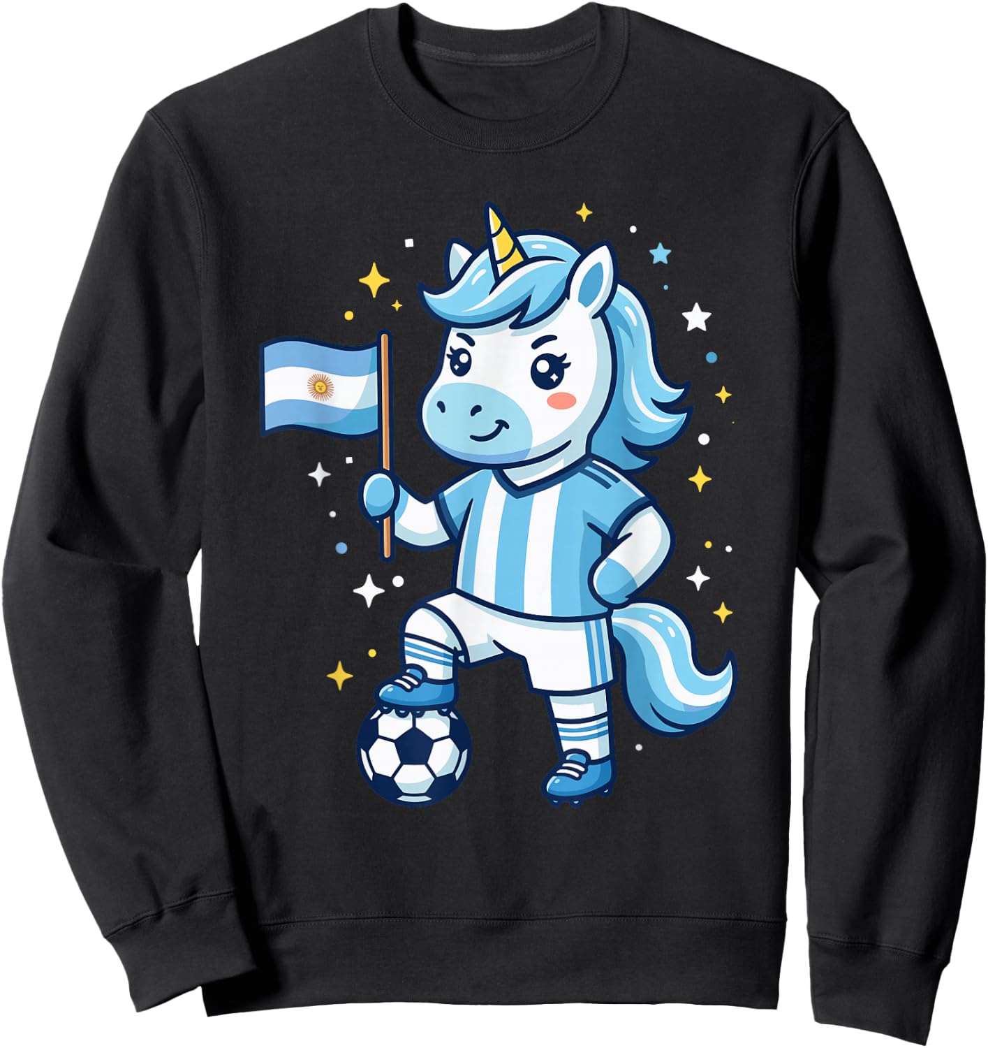 Argentina Flag Unicorn Cute Kawaii Argentinian Sweatshirt - Sweatshirt | Black