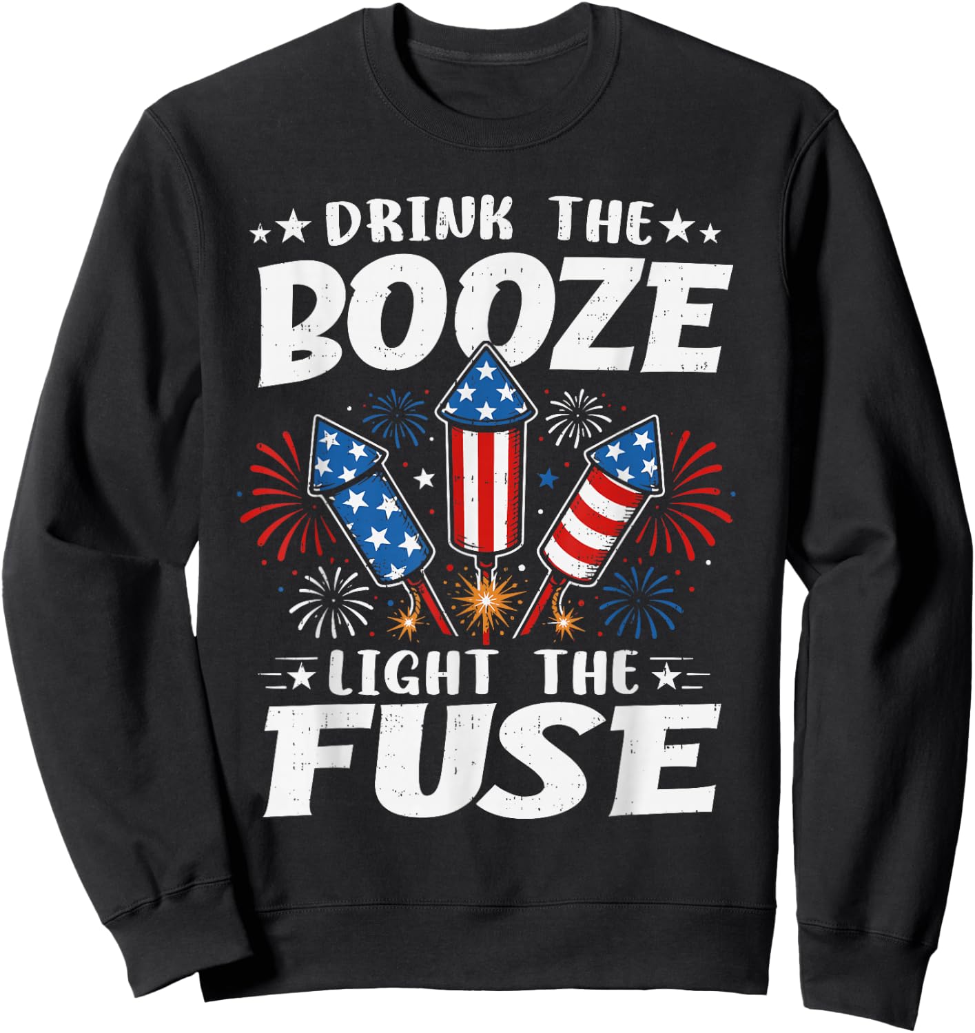 Funny Fireworks Fourth 4th of July America USA Men Women Sweatshirt - Sweatshirt | Black