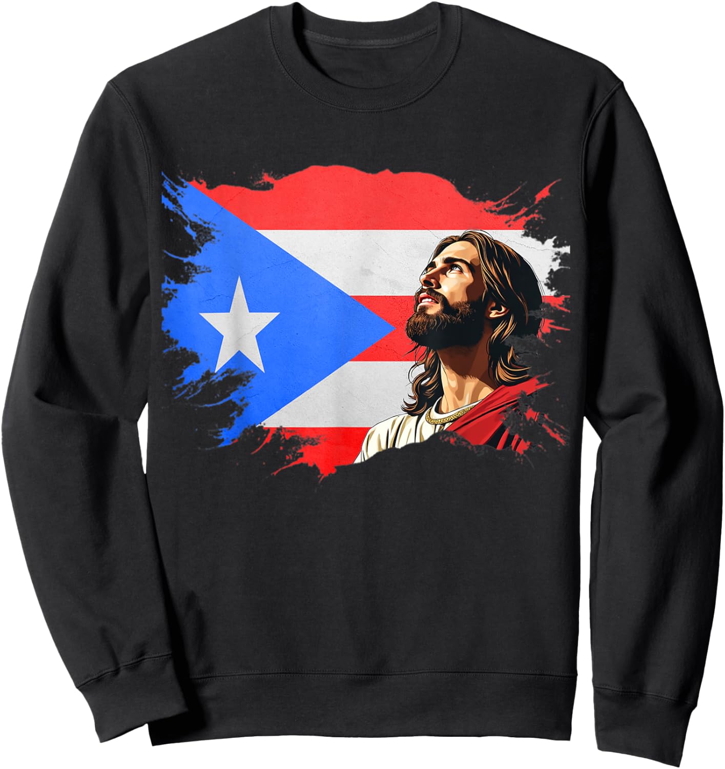Puerto Rican Heritage Proud Christian Sweatshirt - Sweatshirt | Black