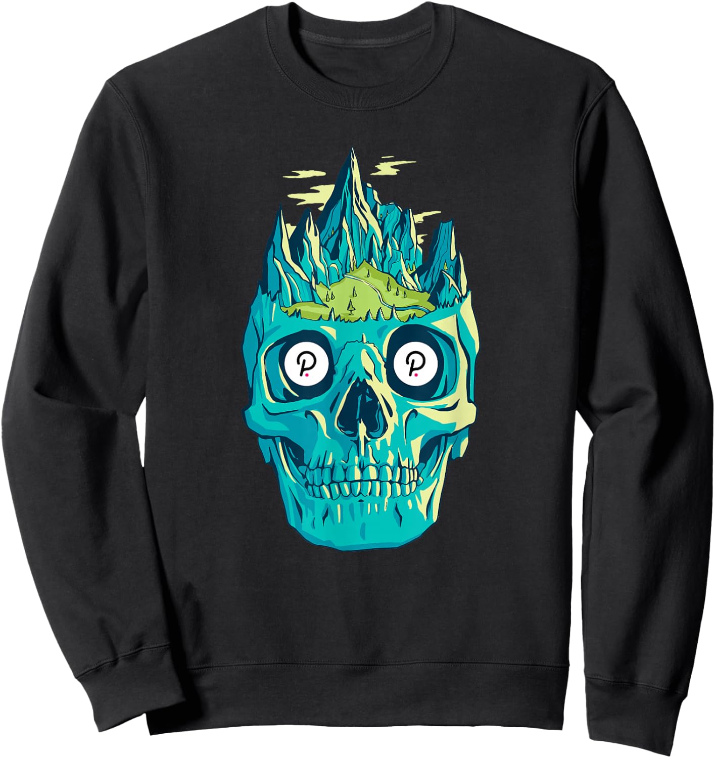 Polkadot Skull Art Crypto Trader Grunge Cool Cryptocurrency Sweatshirt - Sweatshirt | Black