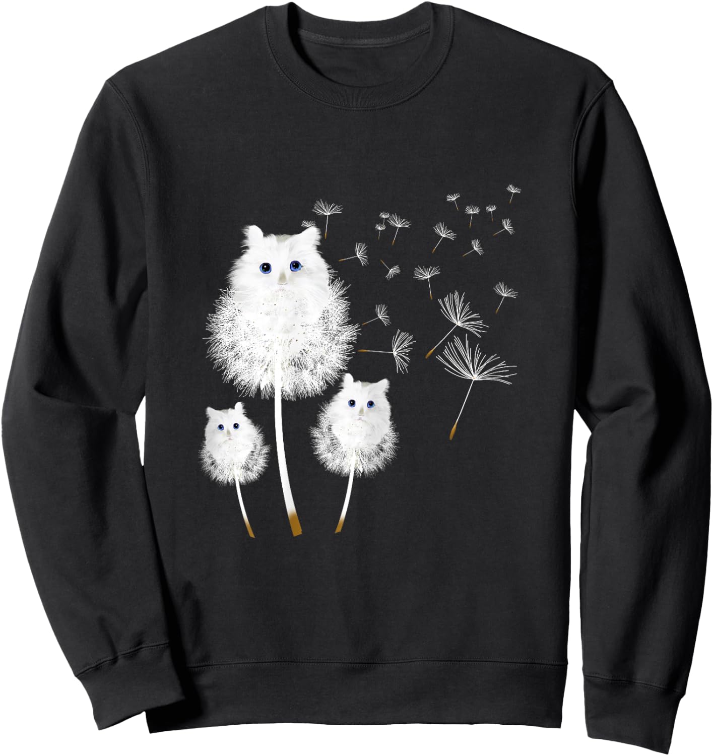 Cat Dandelion amazing Flower Cat lover design women girls Sweatshirt - Sweatshirt | Black