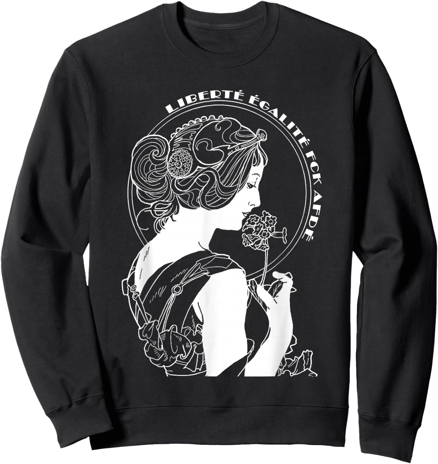 Liberté, Egalite, FCKAFDE White Sweatshirt - Sweatshirt | Black