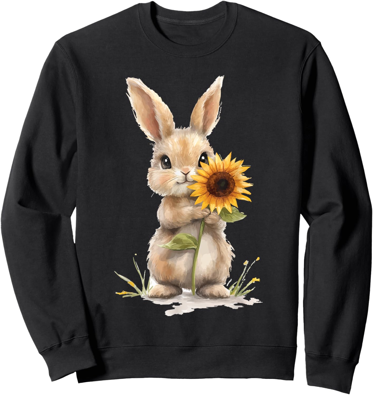 Bunny Sunflower Sweatshirt - Sweatshirt | Black