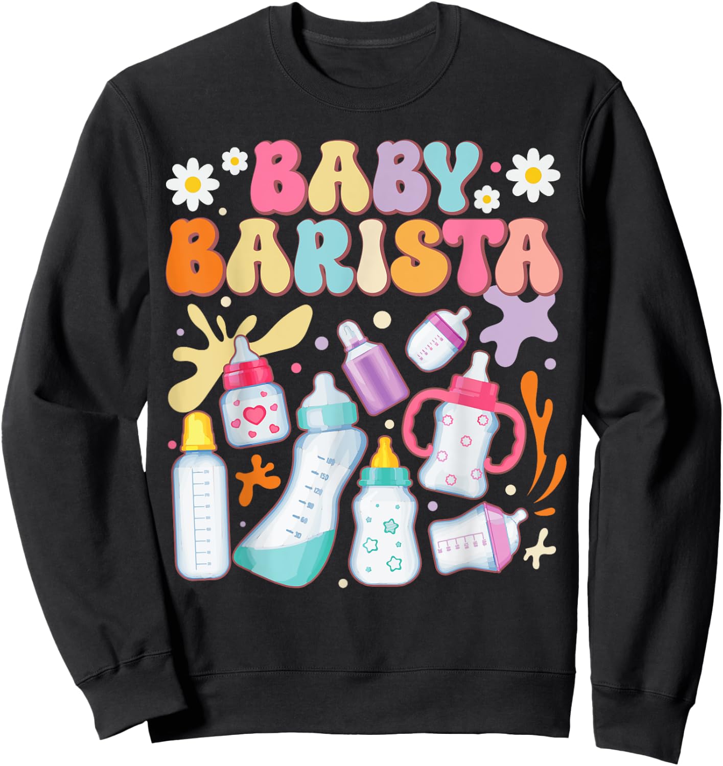 Funny Baby Barista: Milk Bottle NICU Nurse Sweatshirt - Sweatshirt | Black